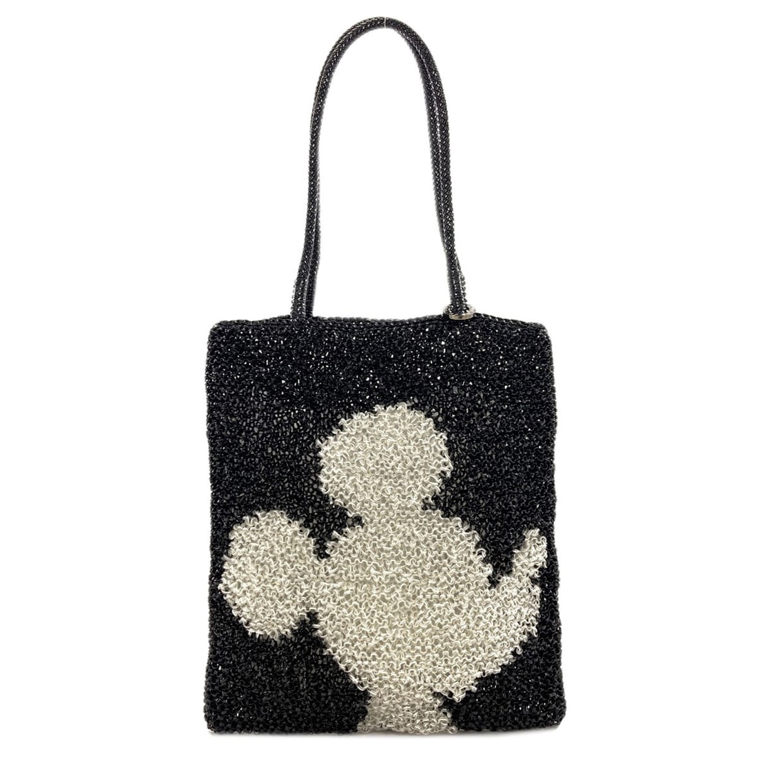 Wire bag pvc Mickey collaboration handbag Anteprima: Wire bag pvc Mickey collaboration handbag Anteprima Black PVC Anteprima collaboration handbag with a sleek, wire bag design, standing 12.2 inches tall and 10.2 inches wide. The bag features a simple,