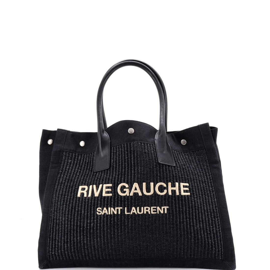 Raffia with Small Rive Gauche Saint Laurent Shopper Tote Canvas (1 of 6)