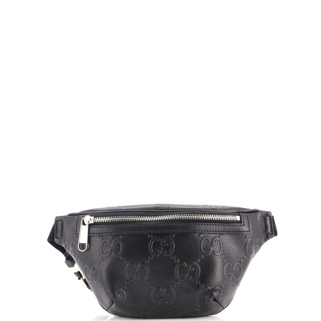 GG Gucci Small Embossed Perforated Leather Belt Bag: GG Gucci Small Embossed Perforated Leather Belt Bag Small GG Gucci Embossed Perforated Leather Belt Bag in Black. This small belt bag features Gucci's signature GG embossed perforated leather