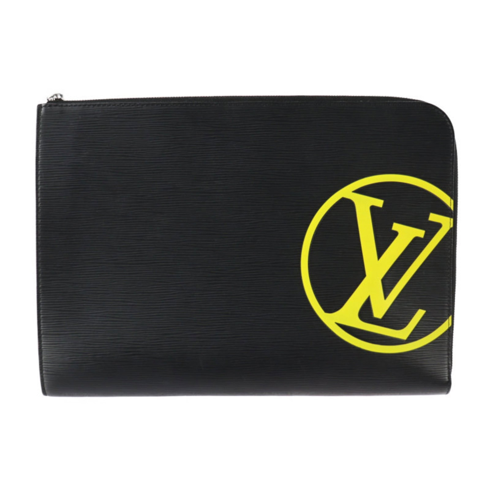 Louis Vuitton Clutch Bag Handbag Pochette Pouch Epi Leather: Louis Vuitton Clutch Bag Handbag Pochette Pouch Epi Leather Black Epi leather Louis Vuitton clutch bag, pochette, or pouch measures 25cm x 35cm x 2.5cm and comes with a silver hardware finish. The