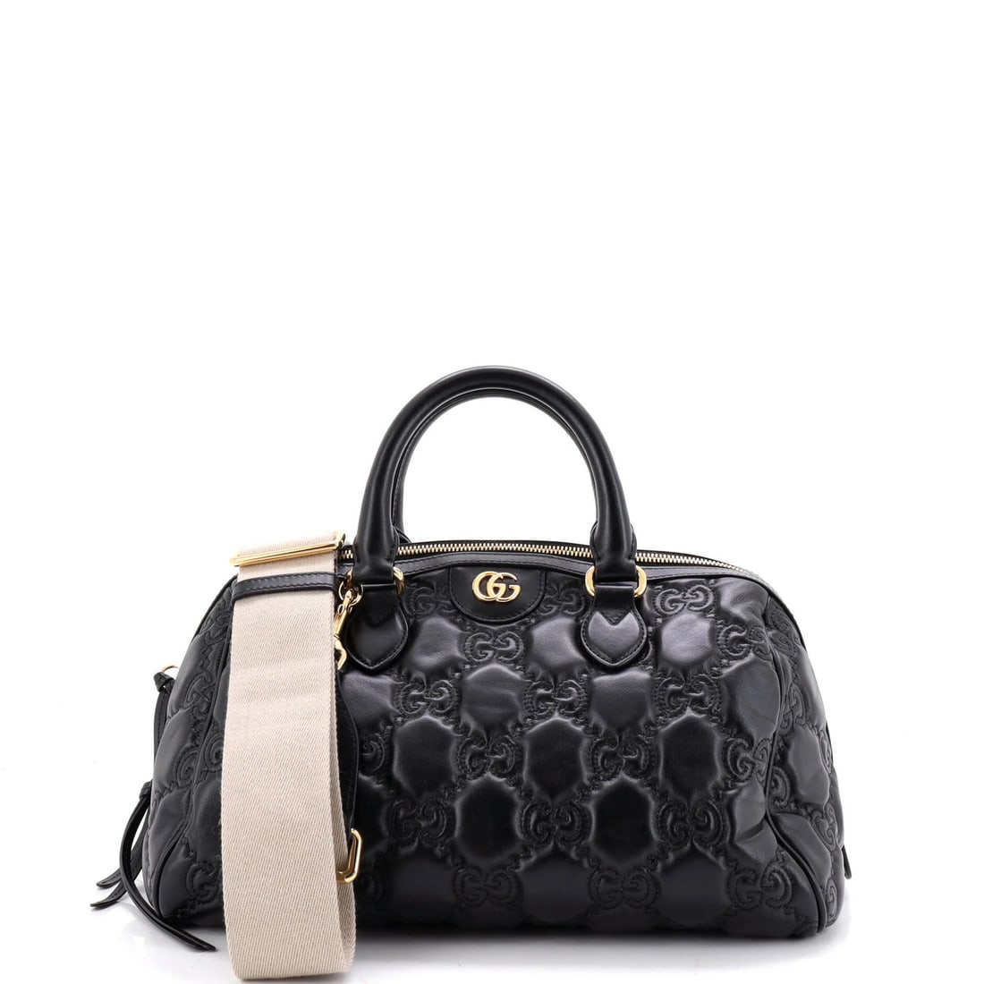 Convertible Matelasse Leather Medium Gucci Ophidia Top Boston Bag Handle GG: Convertible Matelasse Leather Medium Gucci Ophidia Top Boston Bag Handle GG Black Matelasse Leather Medium Gucci Ophidia Convertible Top Handle Bag with Extra Strap. This medium-sized Gucci bag