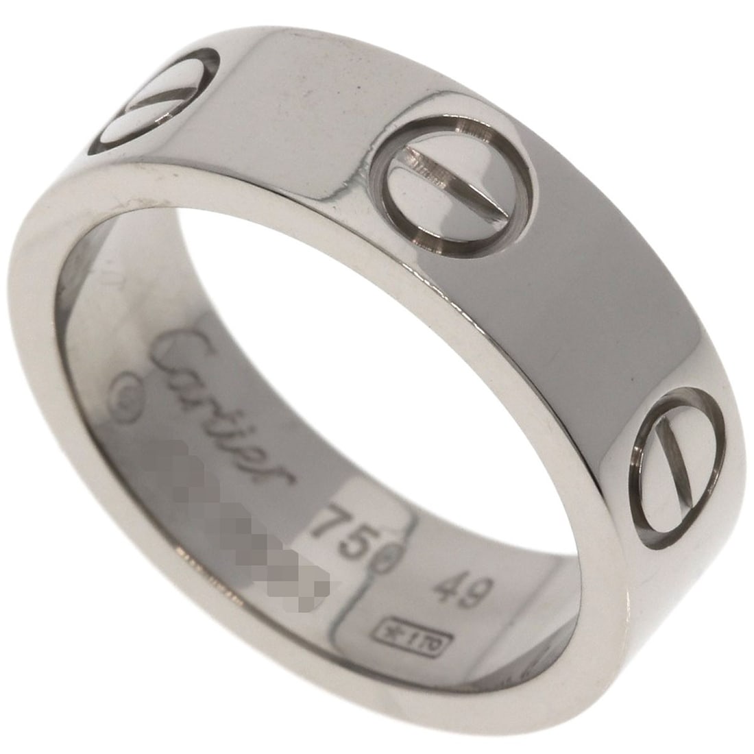 Cartier Love Ring #49 Ring K18 White Gold: Cartier Love Ring #49 Ring K18 White Gold Cartier Love Ring #49 features a sleek K18 White Gold design, showcasing a silver metal exterior with a ring closure. This piece is a classic example of