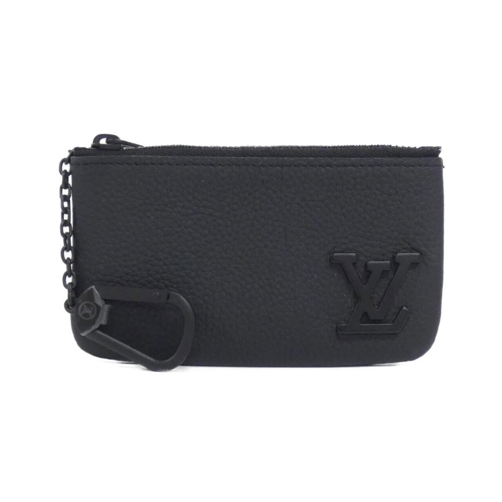Louis Vuitton Purse Coin Case Leather: Louis Vuitton Purse Coin Case Leather Black leather coin case from Louis Vuitton, measuring 7cm x 12cm x 1cm, features a classic design with clean lines and a sleek finish. Made from high-quality