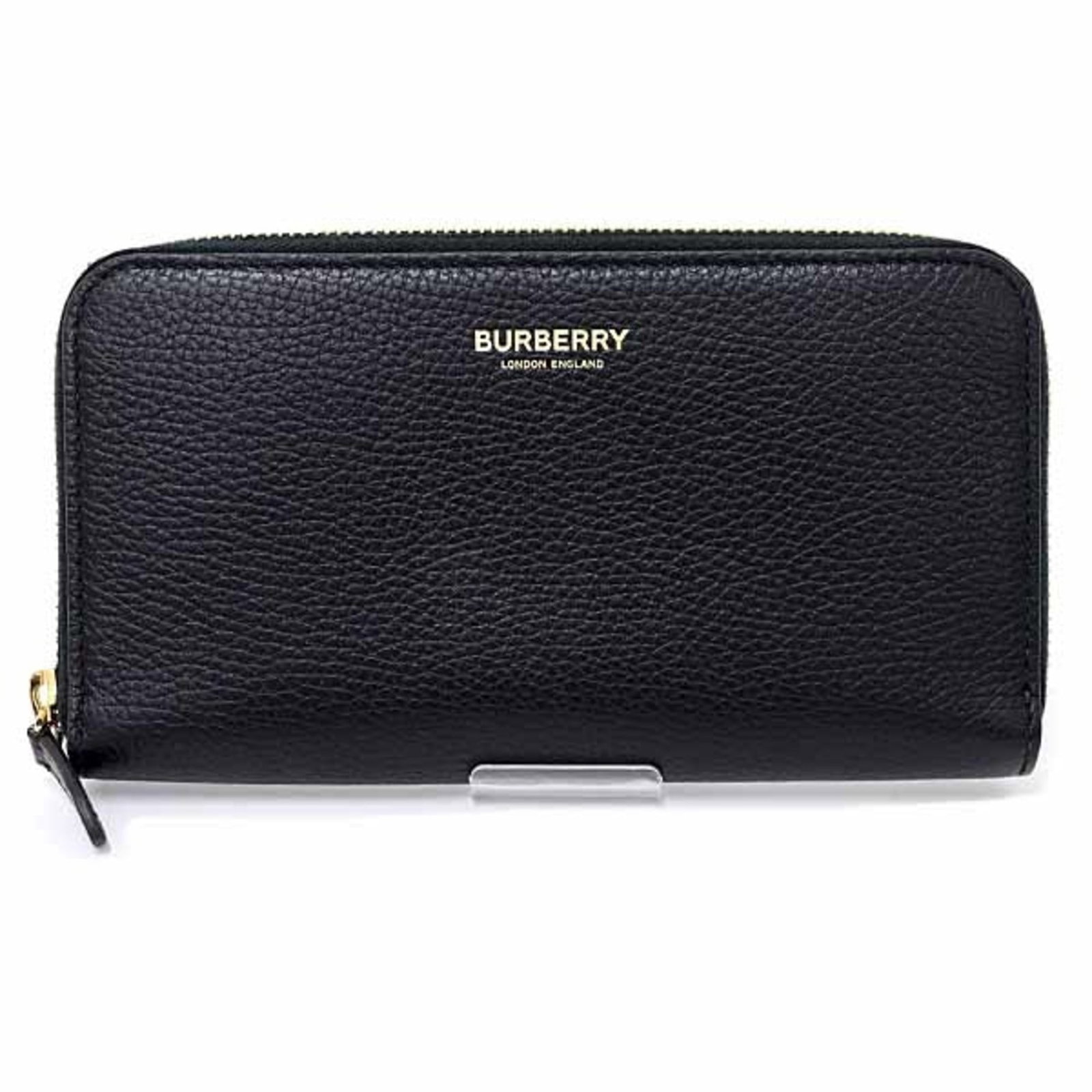 Long Wallet Bi Fold Leather: Long Wallet Bi Fold Leather The Burberry Long Wallet Bi Fold Leather is a sleek and functional accessory, featuring a black leather exterior and a zipper closure. Its spacious interior includes 12 car