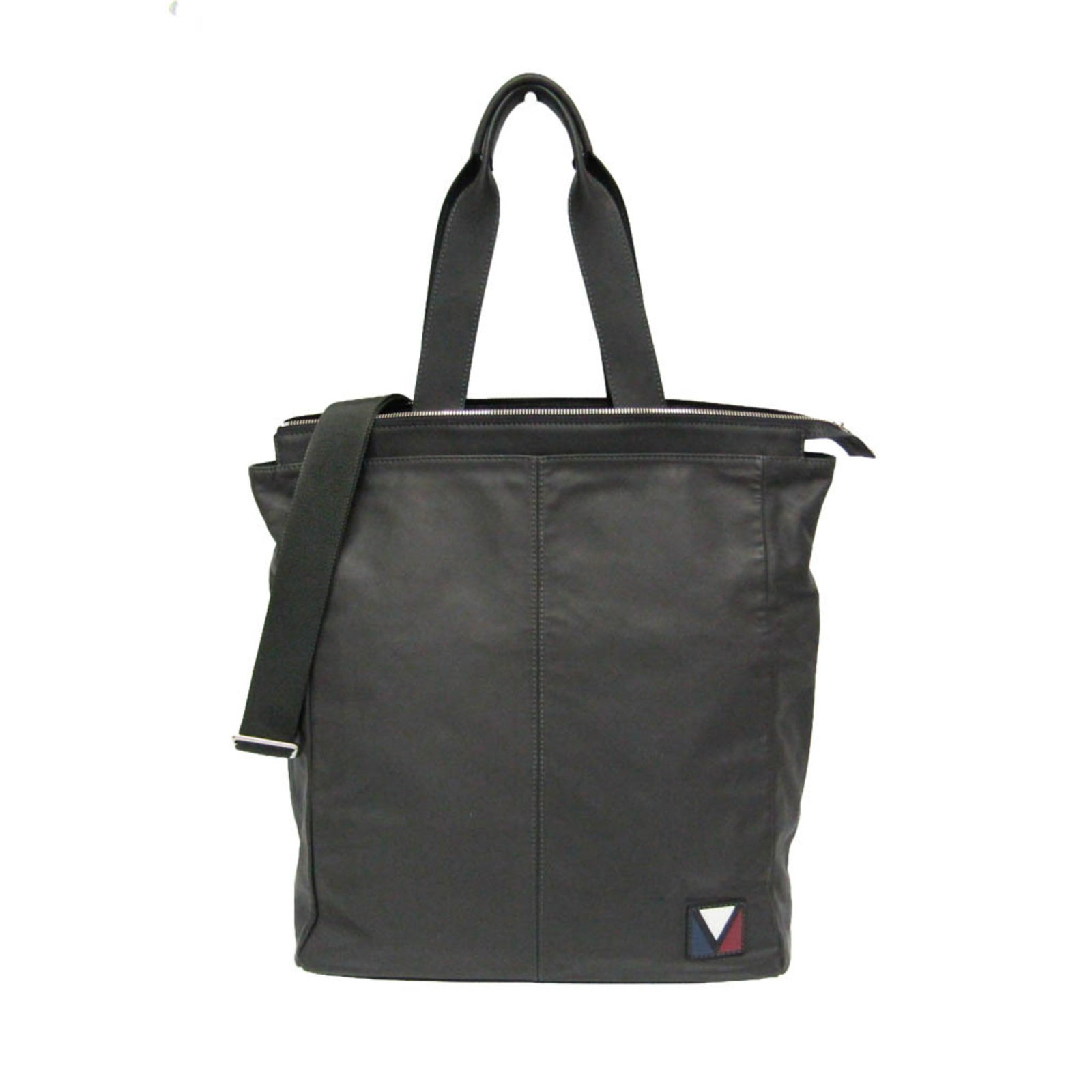 Louis Vuitton Tote Bag Leather: Louis Vuitton Tote Bag Leather Dark gray Louis Vuitton V-Line Gaston tote bag made from high-quality calf leather, featuring a silver zipper closure and multiple pockets for organization. This stylish