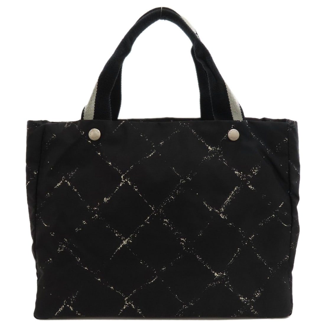 Chanel Travel Line Tote Bag Nylon: Chanel Travel Line Tote Bag Nylon Black Chanel Travel Line Tote Bag with Nylon Exterior, featuring a classic open design and durable construction. Measuring 10.6 inches in height and 5.9 inches in dep