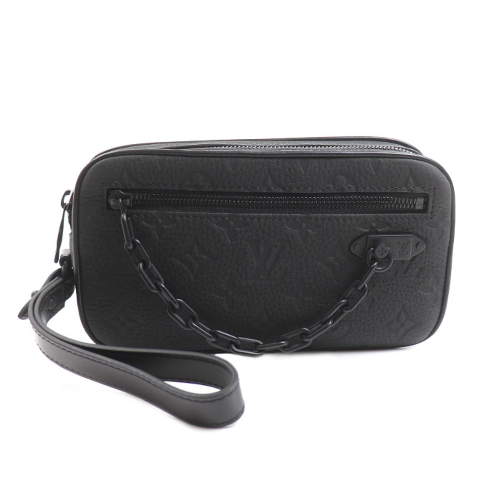 Clutch Bag Leather Louis Vuitton: Clutch Bag Leather Louis Vuitton Taurillon leather craftsmanship defines this sleek black Louis Vuitton clutch bag, measuring 11.5cm x 21cm x 4.5cm. Made from high-quality leather, this stylish