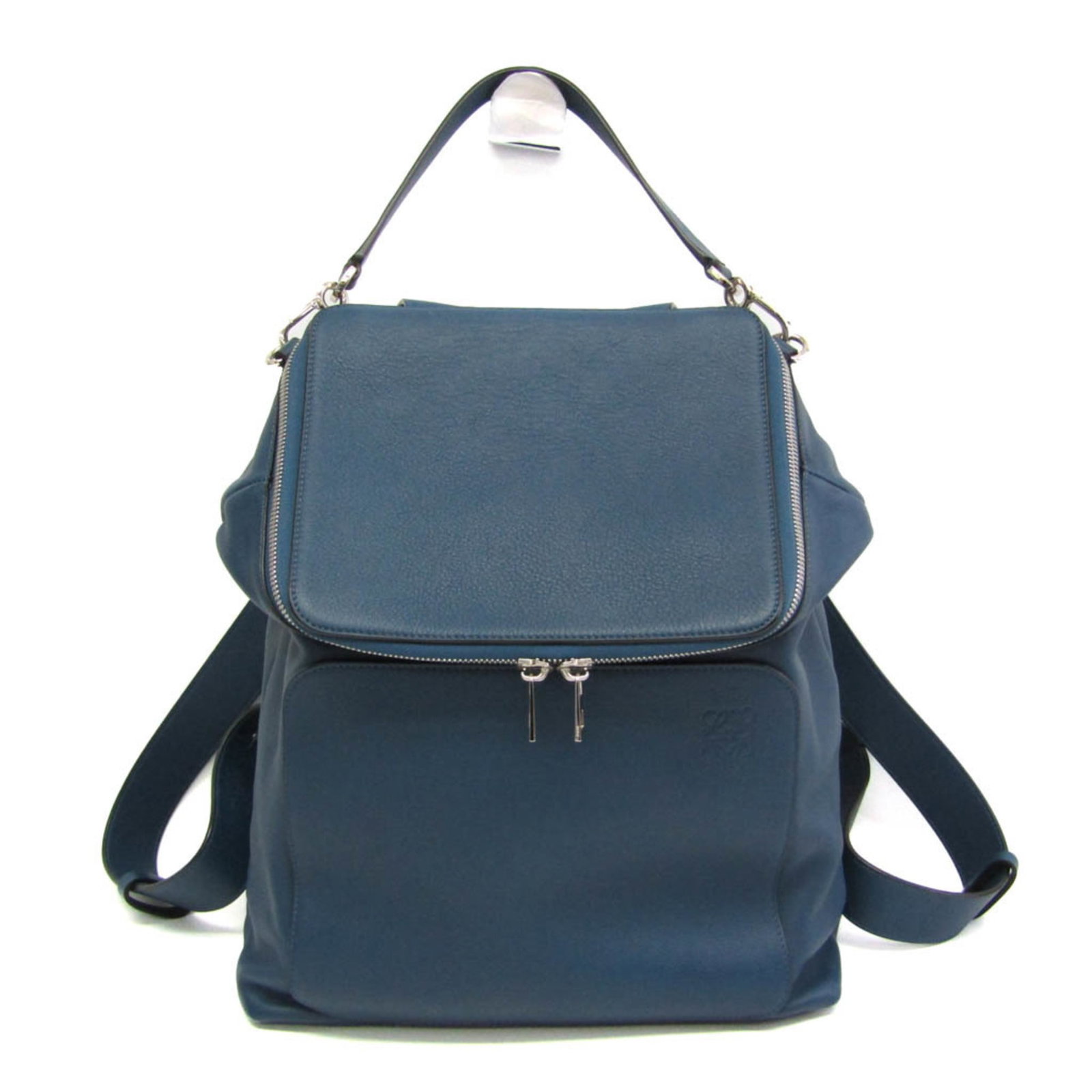 Backpack Leather Loewe: Backpack Leather Loewe The Loewe Goya Backpack is a stylish and functional leather backpack with a blue calfskin exterior, featuring a zipper closure and a single zipper pocket for added convenience.
