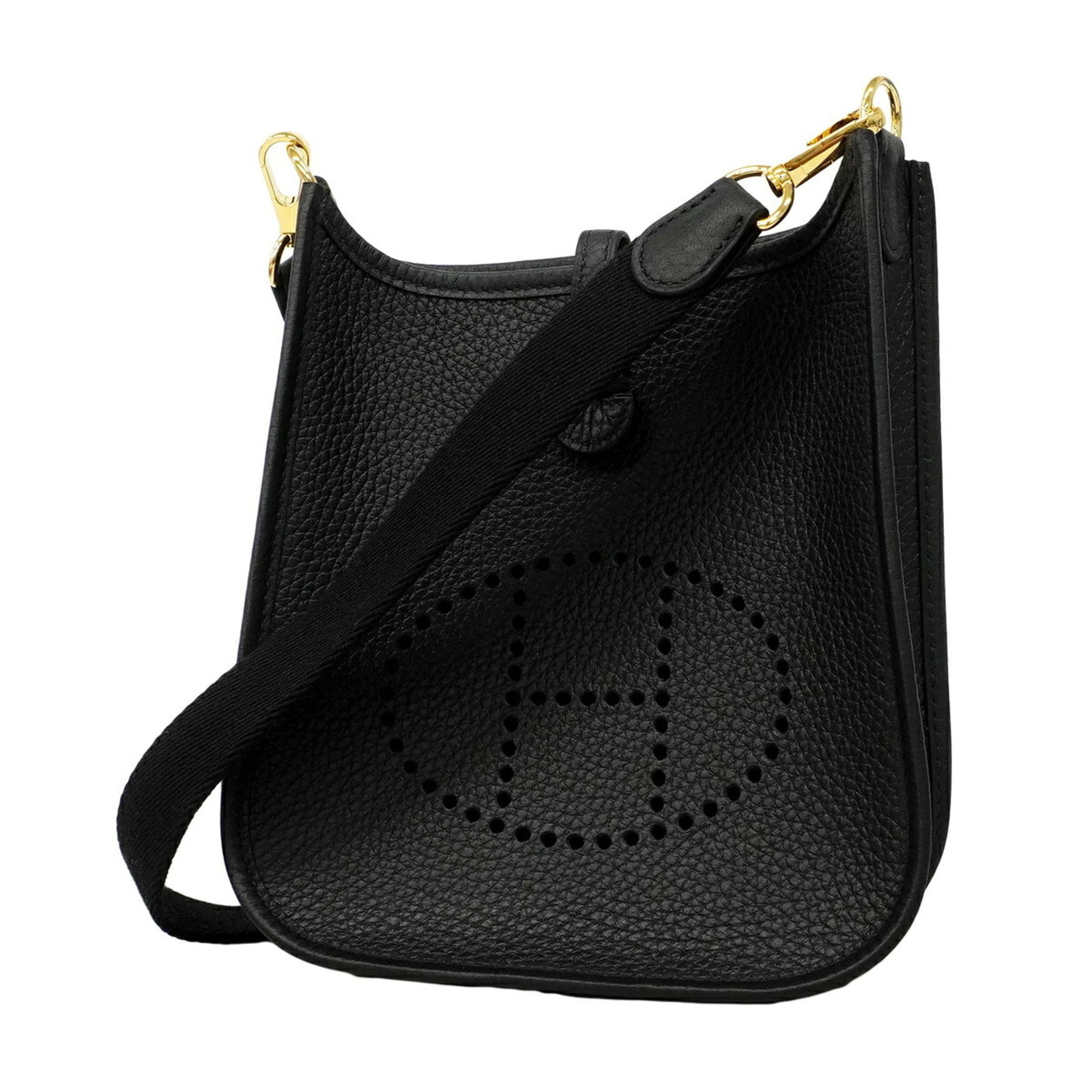 Pochette Hermes: Pochette Hermes Black Pochette Hermes with gold hardware, measuring 18.5cm x 17.5cm x 5.5cm, a stylish and compact handbag designed by the renowned French fashion house. The pochette's sleek design