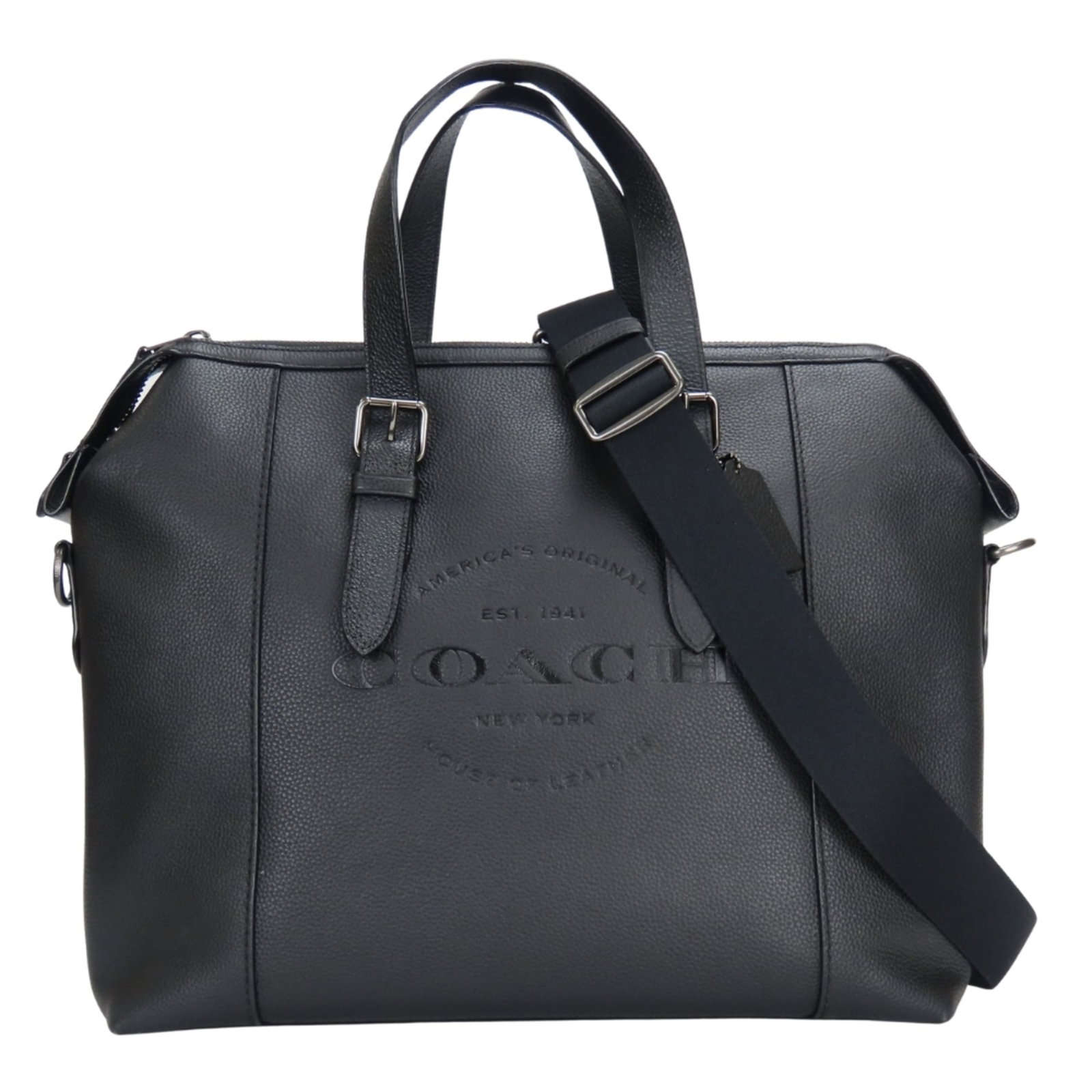 Coach Briefcase Tote Bag Leather: Coach Briefcase Tote Bag Leather This black leather Coach briefcase tote bag features a classic design with a zipper closure and spacious interior. Measuring 32cm x 43cm x 8.5cm, it has a sturdy