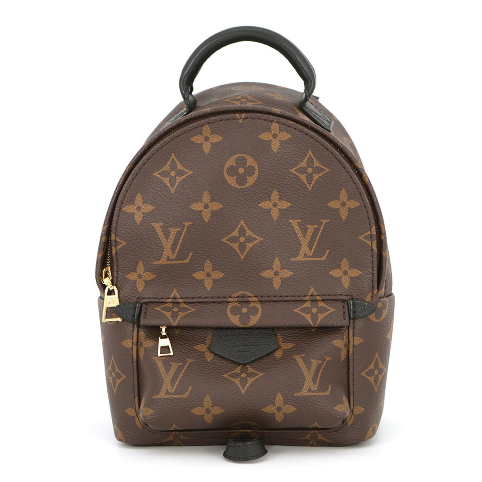 Vuitton Louis Monogram Backpack: Vuitton Louis Monogram Backpack Monogrammed with iconic Louis Vuitton design, this sleek backpack boasts a timeless black monogram pattern. Made from high-quality materials, its compact size and