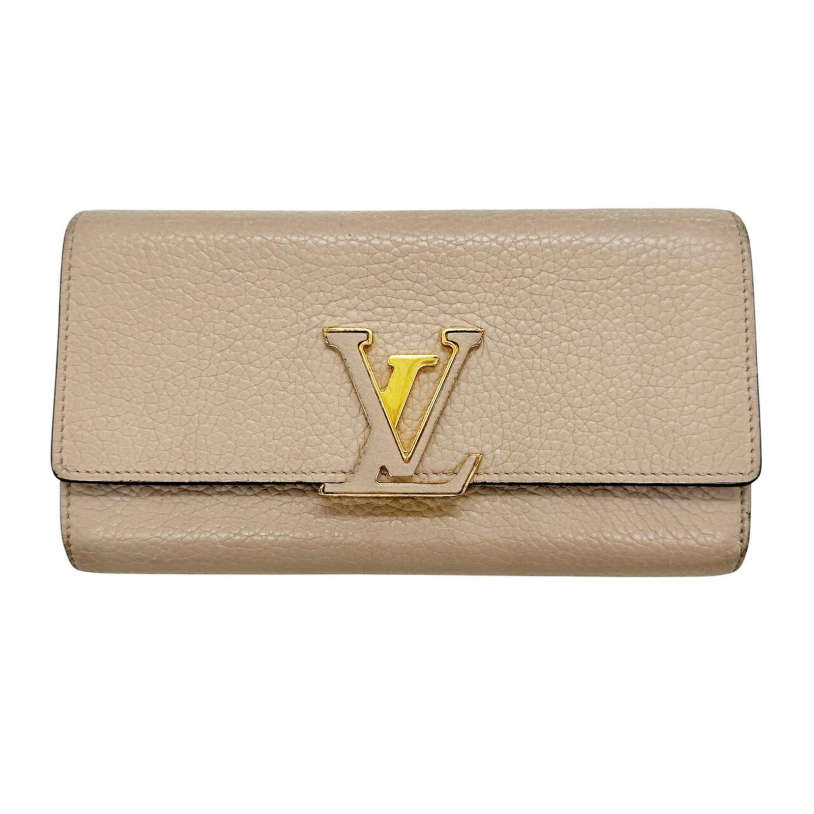 Leather Wallet Bi Fold Louis Vuitton: Leather Wallet Bi Fold Louis Vuitton Leather Wallet Bi Fold Louis Vuitton, made from Taurillon leather, features a classic bi-fold design with a beige and grayish color combination. The wallet measure