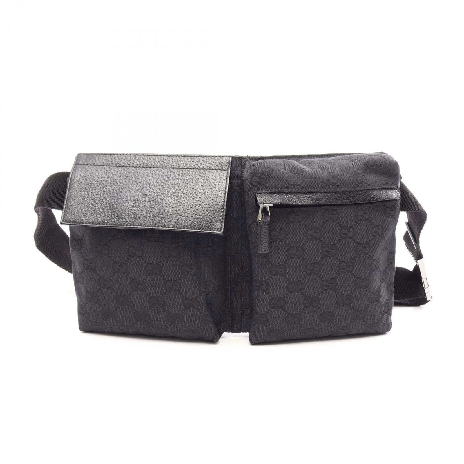 Canvas Leather Handbag Fanny Pack: Canvas Leather Handbag Fanny Pack Canvas Leather Handbag Fanny Pack in Black. This stylish fanny pack features a canvas and leather combination, with a sleek black design. Measuring 16cm x 29cm x