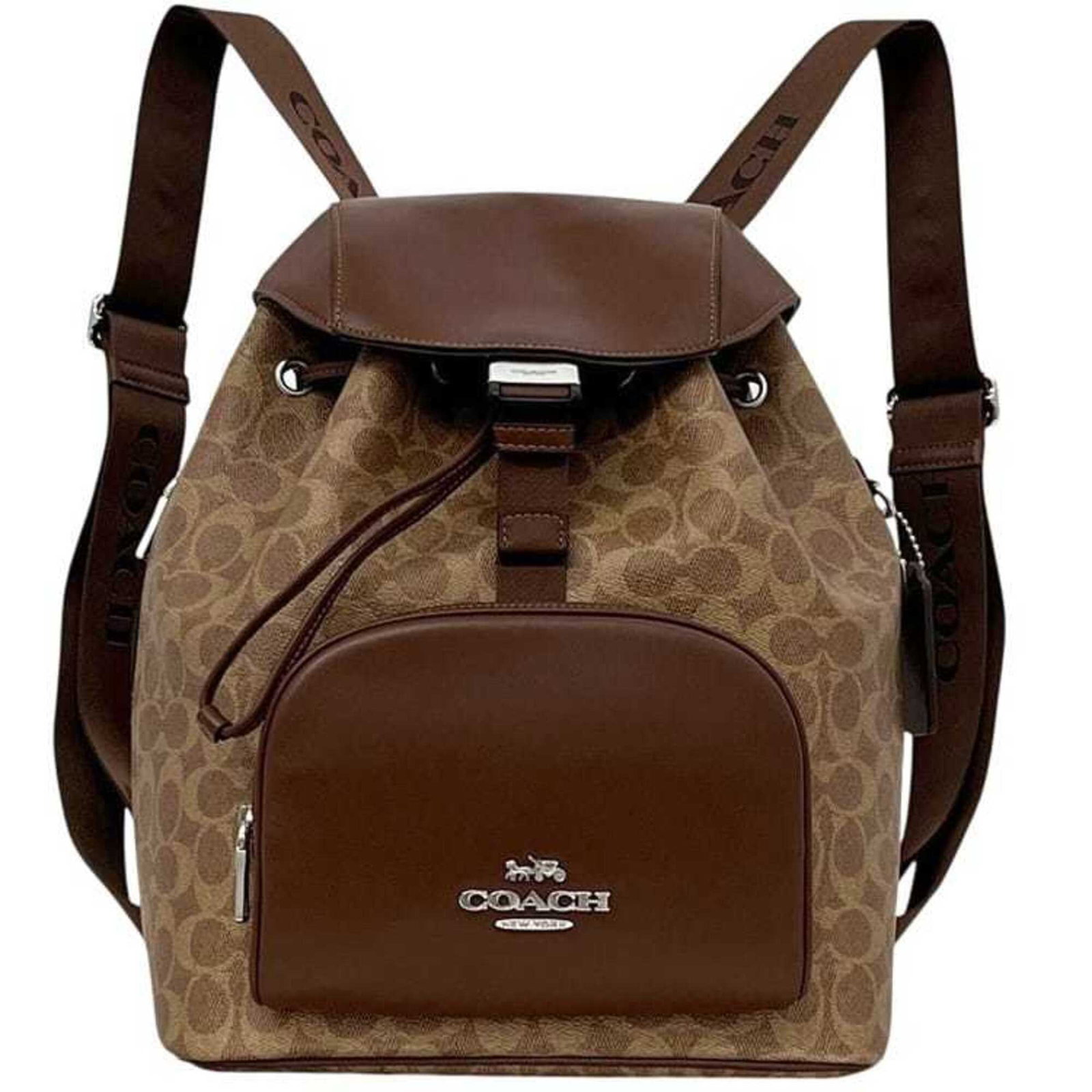 Pvc leather backpack coach: Pvc leather backpack coach PVC leather backpack with Coach branding, made in the Philippines, featuring a classic design with a beige and brown color combination. This stylish backpack measures 32cm