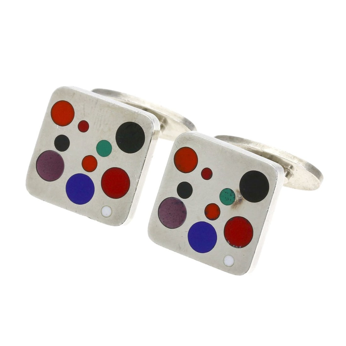 Domino Enamel Vintage Cufflinks 93A Cuffs Silver Georg Jensen (1 of 11)