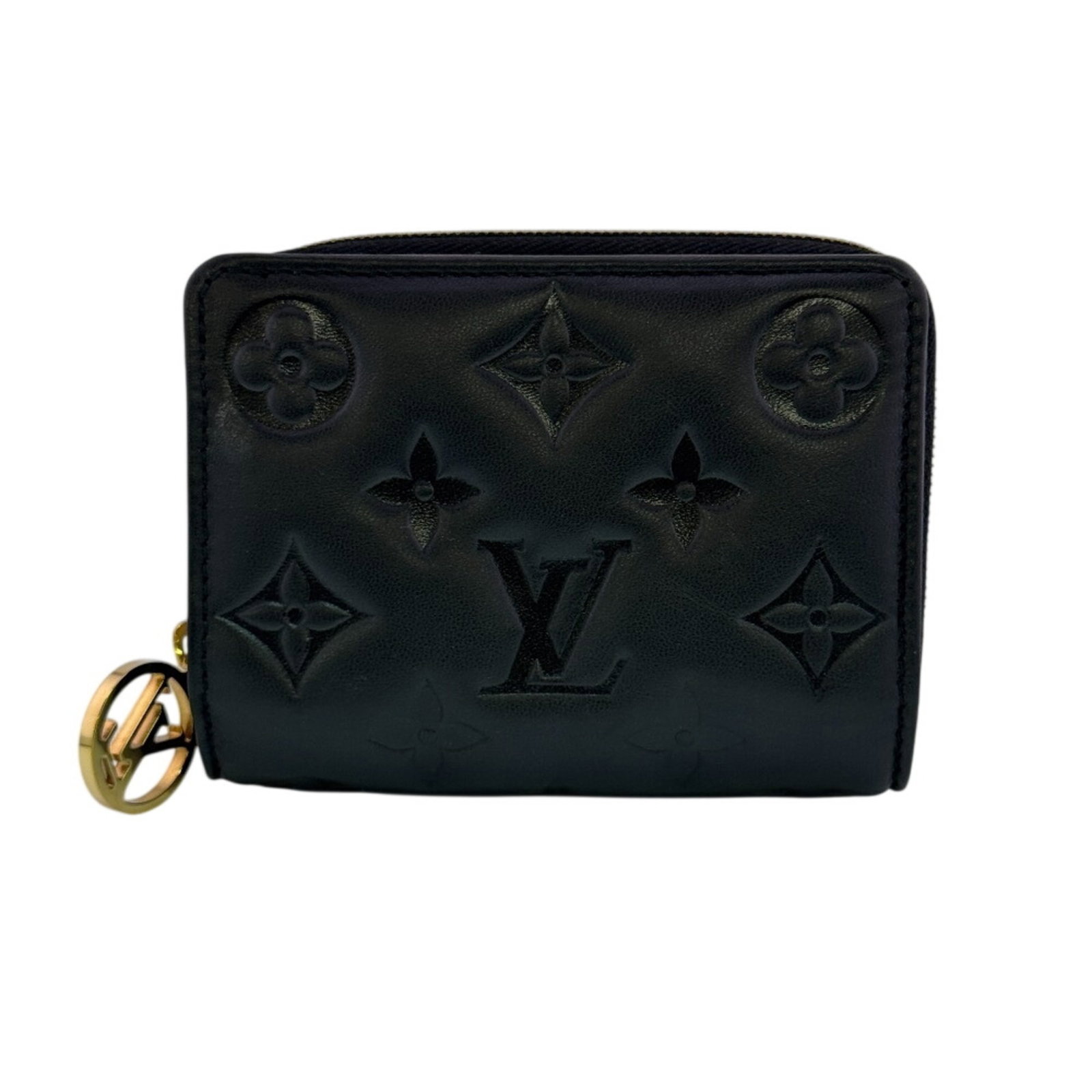 Louis Vuitton Wallet (Bi-Fold) Leather: Louis Vuitton Wallet (Bi-Fold) Leather Black lamb leather bi-fold wallet from Louis Vuitton, featuring RFID protection on the body. This stylish wallet measures 9.5cm x 11.5cm and boasts a sleek desig