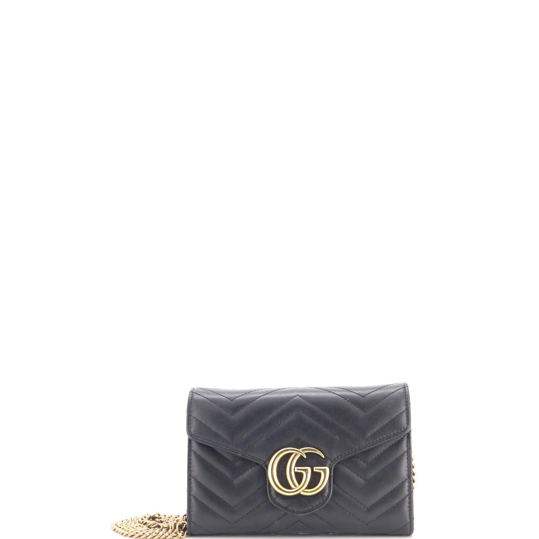 Gucci Marmont Chain Wallet Matelasse Leather Mini: Gucci Marmont Chain Wallet Matelasse Leather Mini The Gucci Marmont Chain Wallet Matelasse Leather Mini boasts sleek, black exterior with a touch of gold hardware, while its interior features a