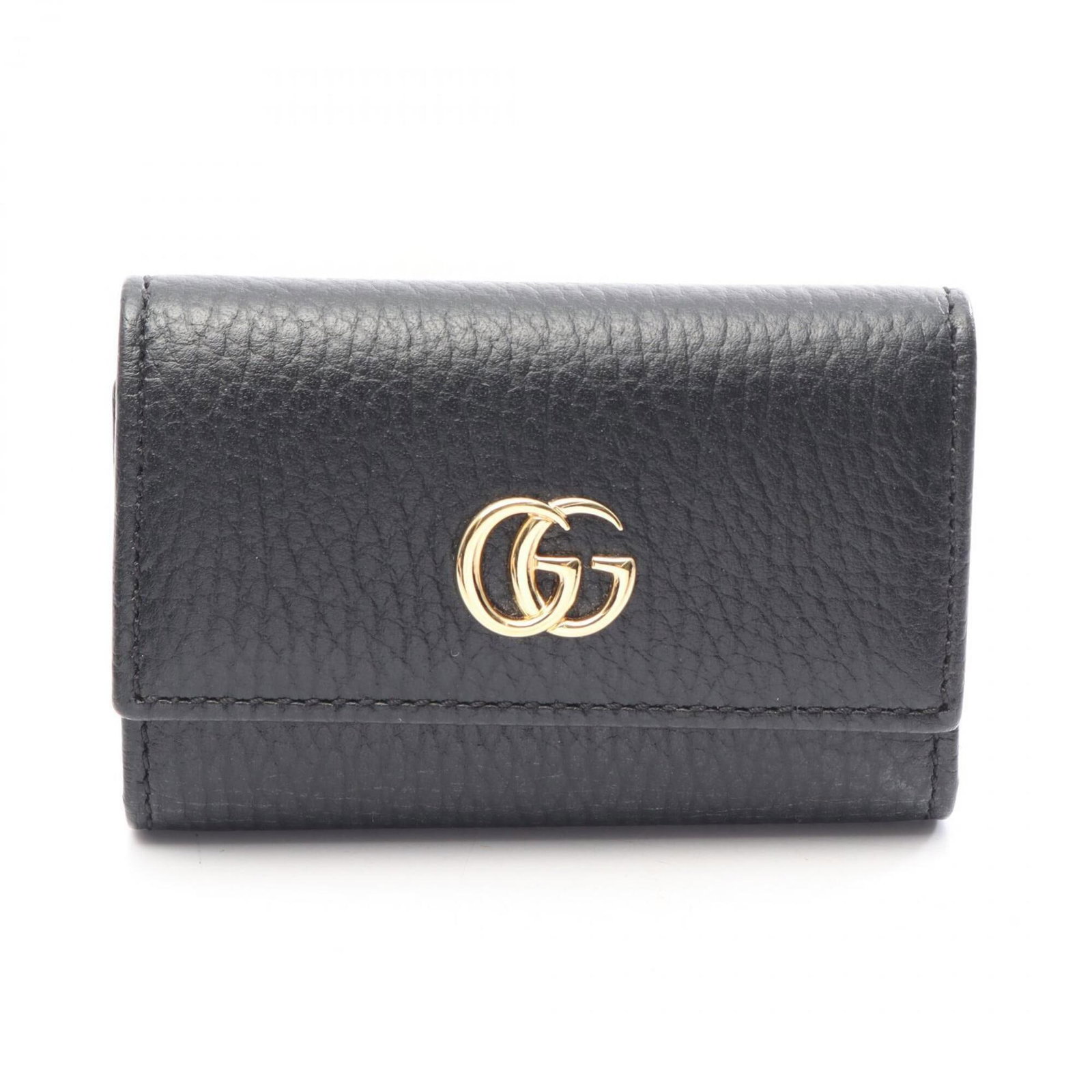 Keycase Leather Gucci: Keycase Leather Gucci Black leather keycase from Gucci, measuring 6cm x 9.5cm x 2cm, features a sleek and compact design. Made from high-quality leather, this keycase is a stylish accessory for