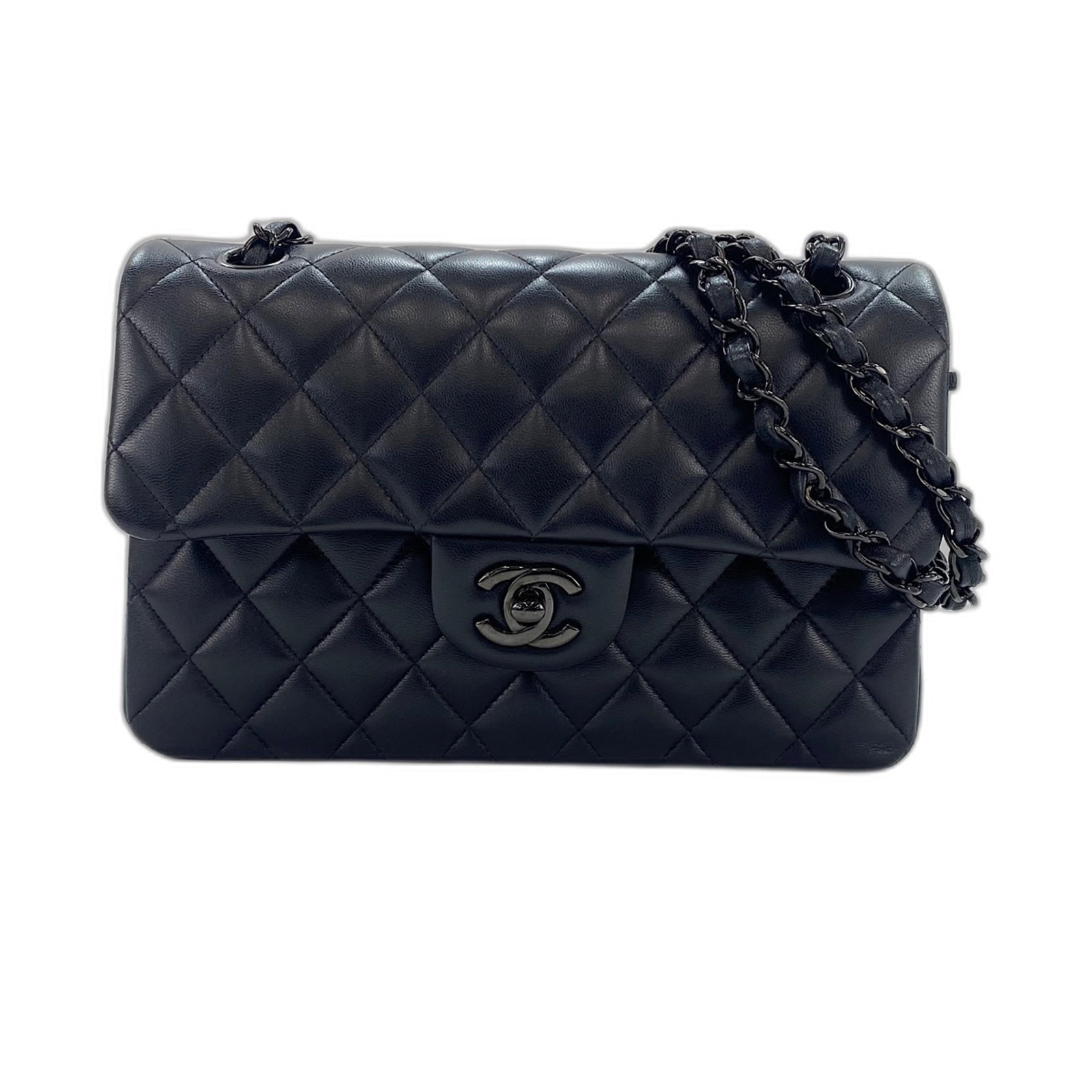 Shoulder Bag by Chanel: Shoulder Bag by Chanel Black Chanel shoulder bag with dimensions 14cm x 23cm x 6.5cm. This bag features a sleek design and compact size, making it a versatile accessory for everyday use. Its classic s