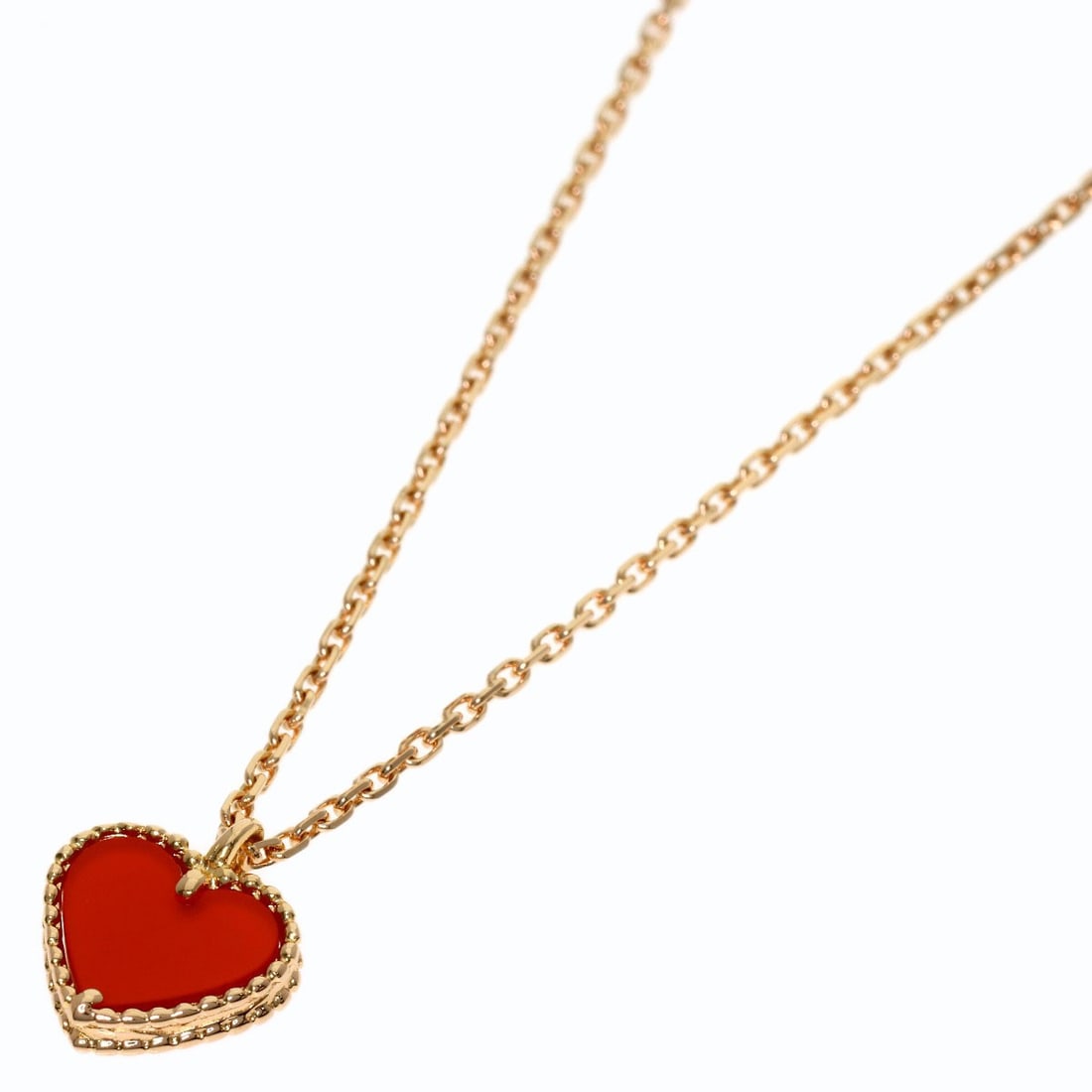 Carnelian Necklace Pink Gold K18 Sweetheart Van Cleef Arpels: Carnelian Necklace Pink Gold K18 Sweetheart Van Cleef Arpels K18 Pink Gold Carnelian Necklace from Van Cleef & Arpels boasts a striking combination of 15.7-inch length and K18 purity, showcasing the