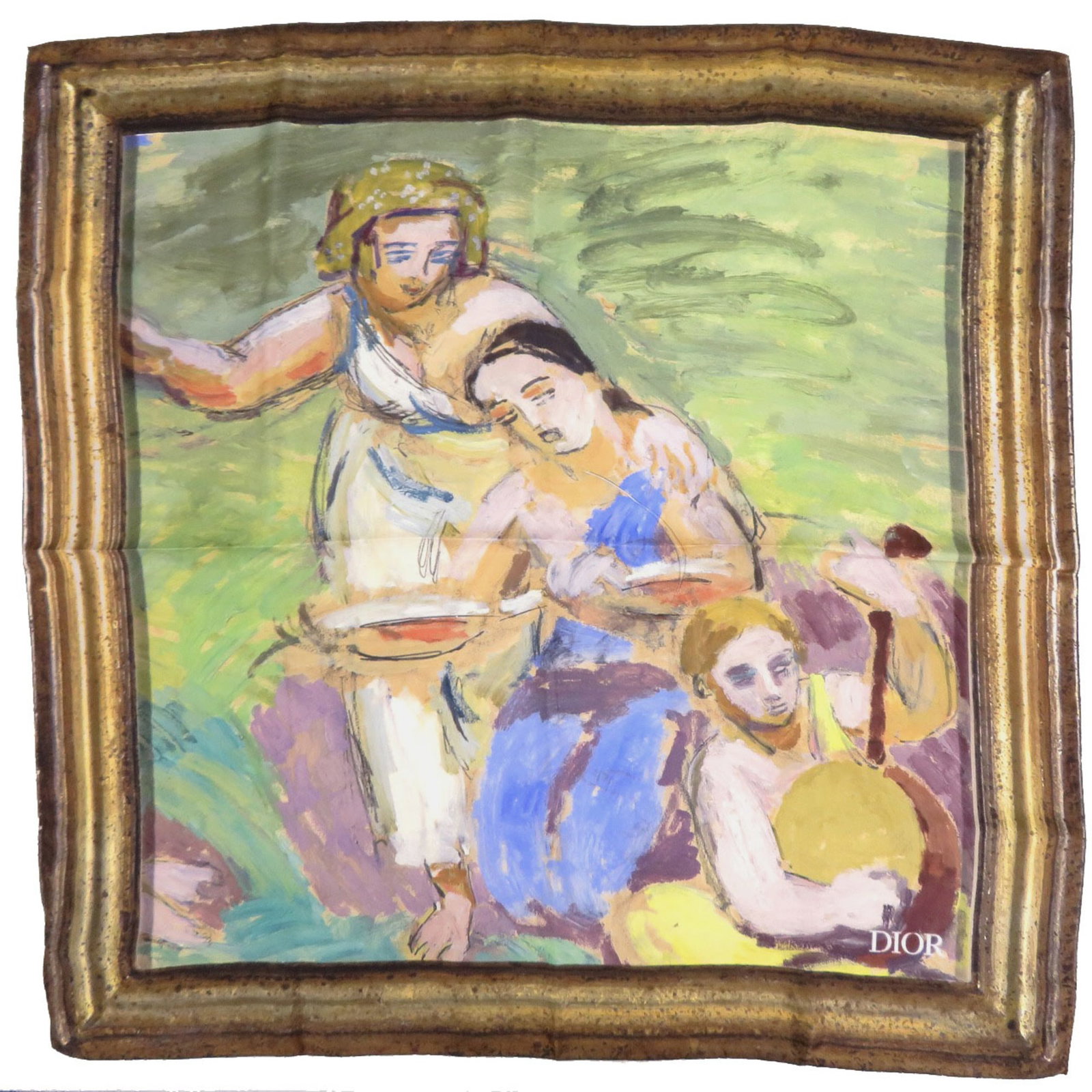 Silk Scarf by Christian Dior: Silk Scarf by Christian Dior Silk Scarf by Christian Dior, measuring 68cm x 70cm, features a rich brown and green multi-color design, presented on high-quality silk fabric. This elegant accessory
