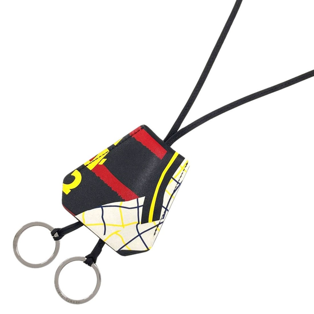 Hermes Leather Necklace Skates Clochette: Hermes Leather Necklace Skates Clochette Black leather necklace skates clochette from Hermes, measuring 104 cm in length. This sleek and sophisticated accessory features a classic design with a