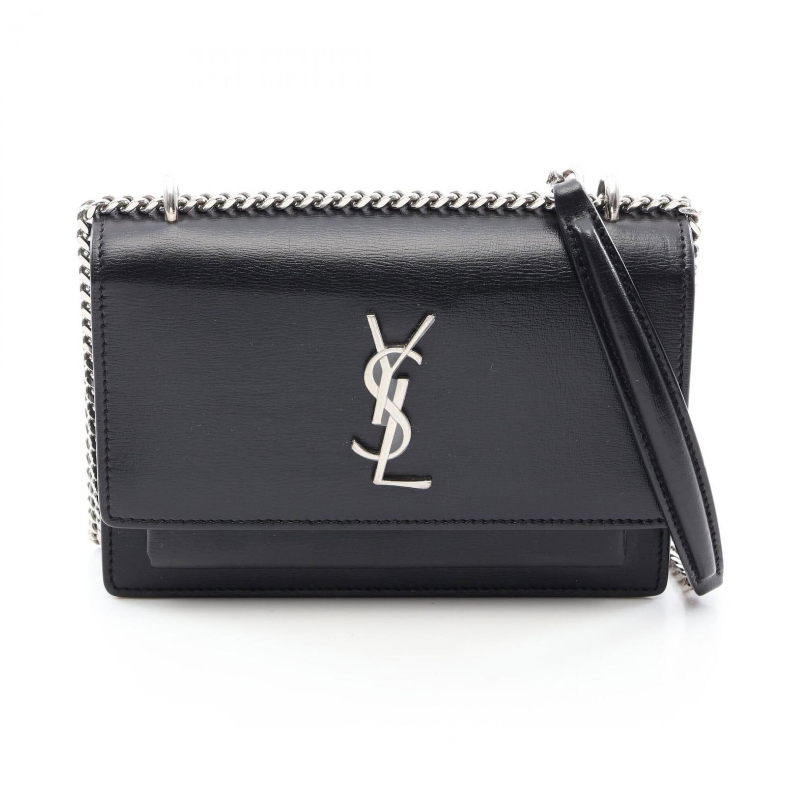 Leather Yves Saint Laurent Handbag Shoulder Bag: Leather Yves Saint Laurent Handbag Shoulder Bag Black leather Yves Saint Laurent shoulder bag with a sleek 12cm x 17cm x 4cm size, perfect for everyday carry. This stylish bag features high-quality le