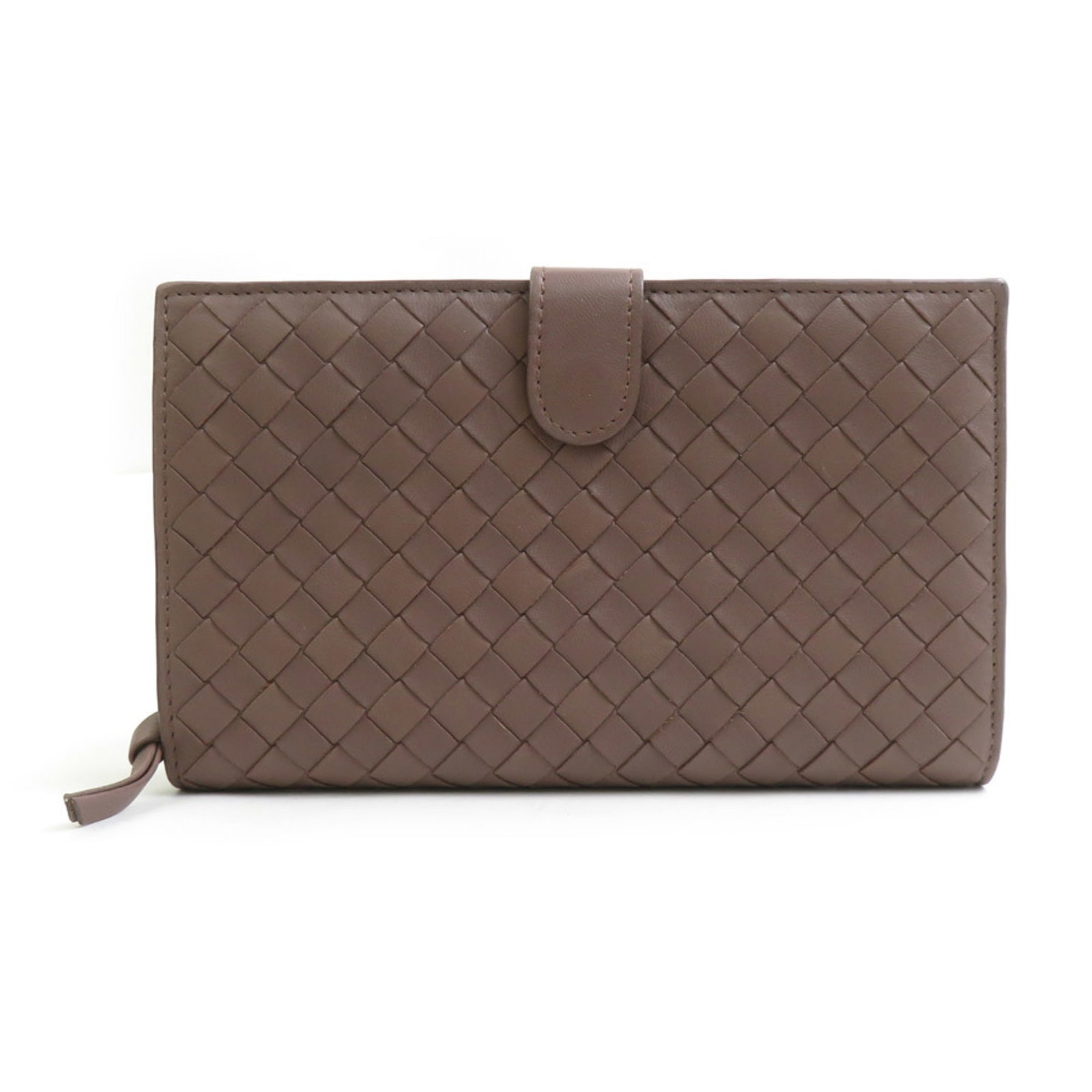 Veneta Bottega Middle Wallet Intrecciato Bi-Fold: Veneta Bottega Middle Wallet Intrecciato Bi-Fold Intrecciato woven design adds a unique touch to this bi-fold middle wallet from Bottega Veneta. Made from high-quality materials, the light brown