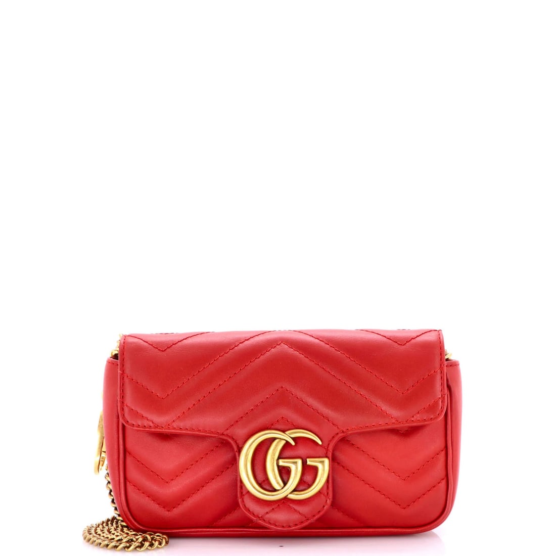 Gucci GG Marmont Matelasse Leather Mini Super Flap Bag: Gucci GG Marmont Matelasse Leather Mini Super Flap Bag Red Gucci GG Marmont Matelasse Leather Super Mini Cross Body Bag with Aged Gold Hardware, featuring a classic flap design and a neutral