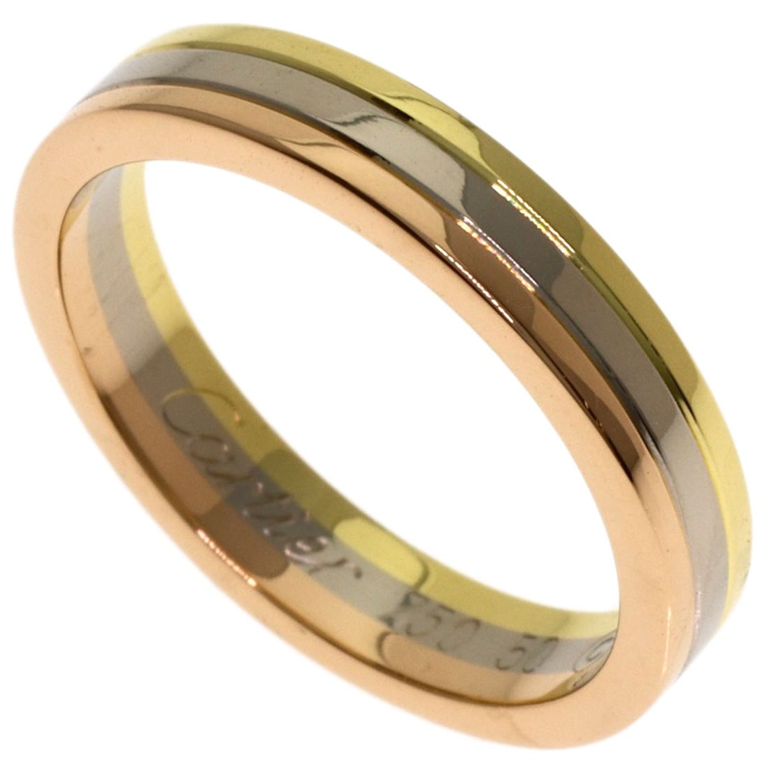 Yellow Gold K18 White Gold K18 Cartier Three Color #50 Ring: Yellow Gold K18 White Gold K18 Cartier Three Color #50 Ring K18 Yellow Gold Cartier Three Color #50 Ring, a striking piece featuring the iconic Three Color design, showcases the luxury of K18 gold, a