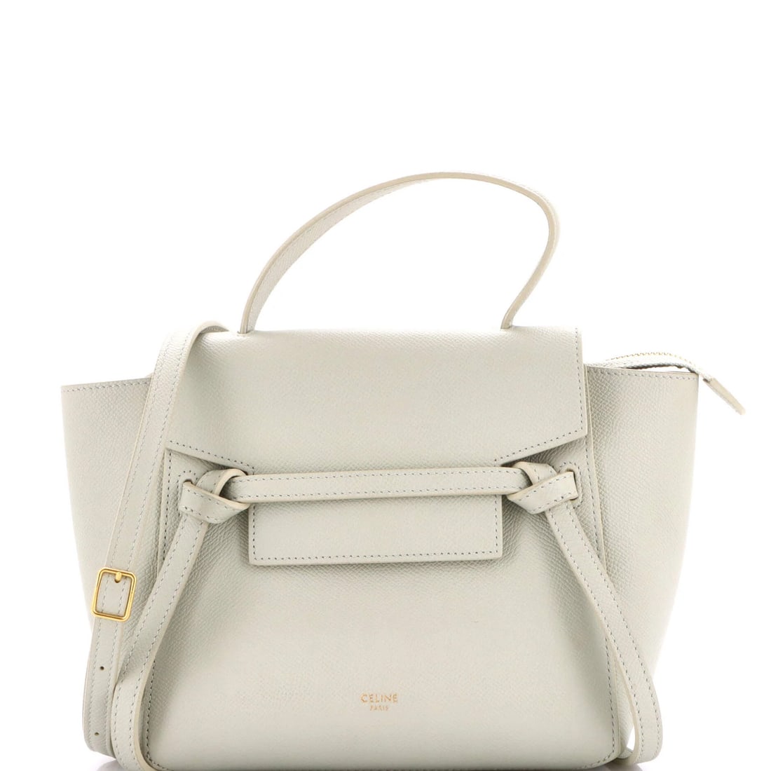 Nano Celine Belt Bag Textured Leather: Nano Celine Belt Bag Textured Leather The Celine Nano Belt Bag Textured Leather is a stylish and compact shoulder bag with a textured leather exterior in green. Measuring 8" in height, 8" in width,