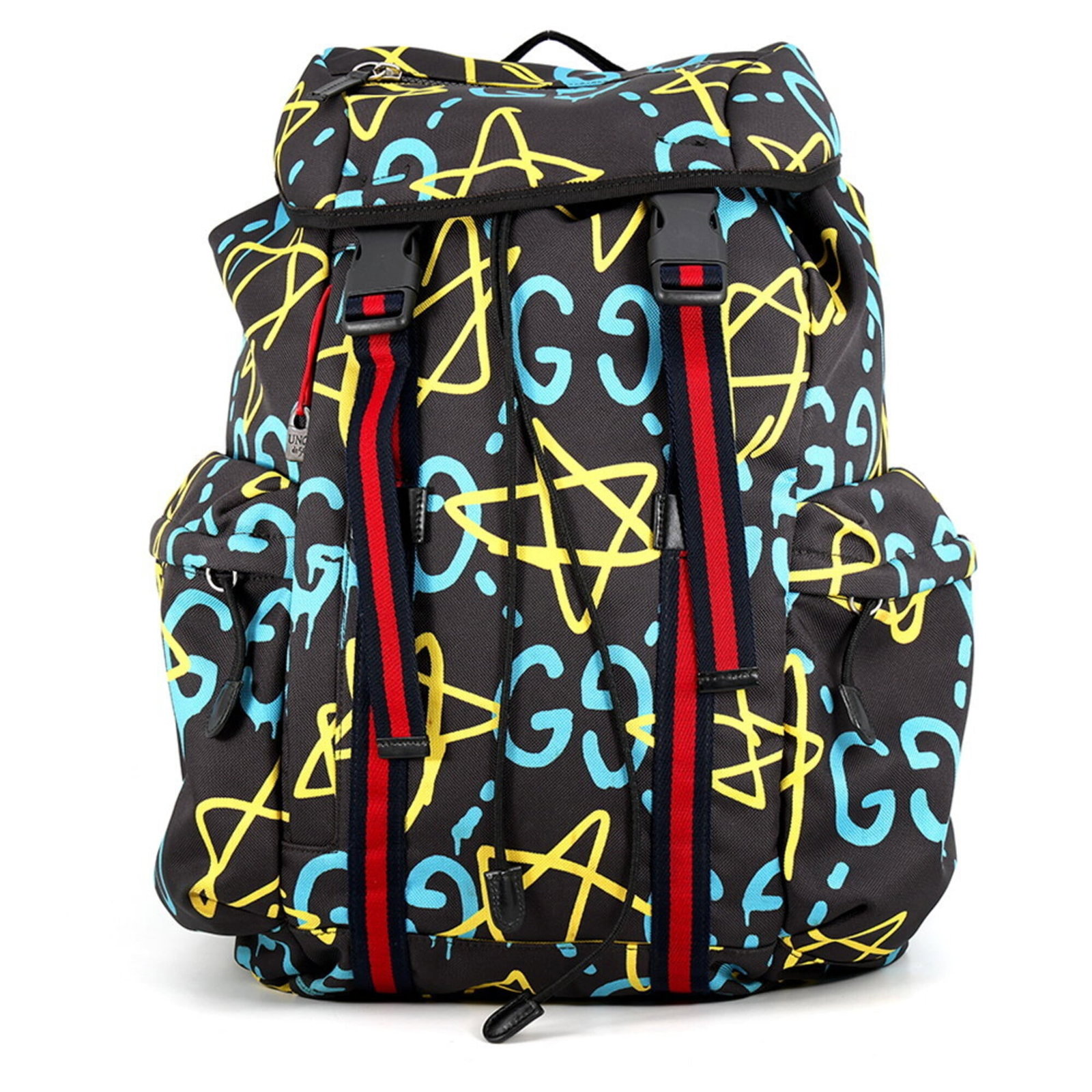 Gucci Canvas Nylon Backpack Handbag: Gucci Canvas Nylon Backpack Handbag Gucci Canvas Nylon Backpack Handbag is a stylish and versatile bag featuring a black and multi-color design. The nylon and canvas material provides a durable and