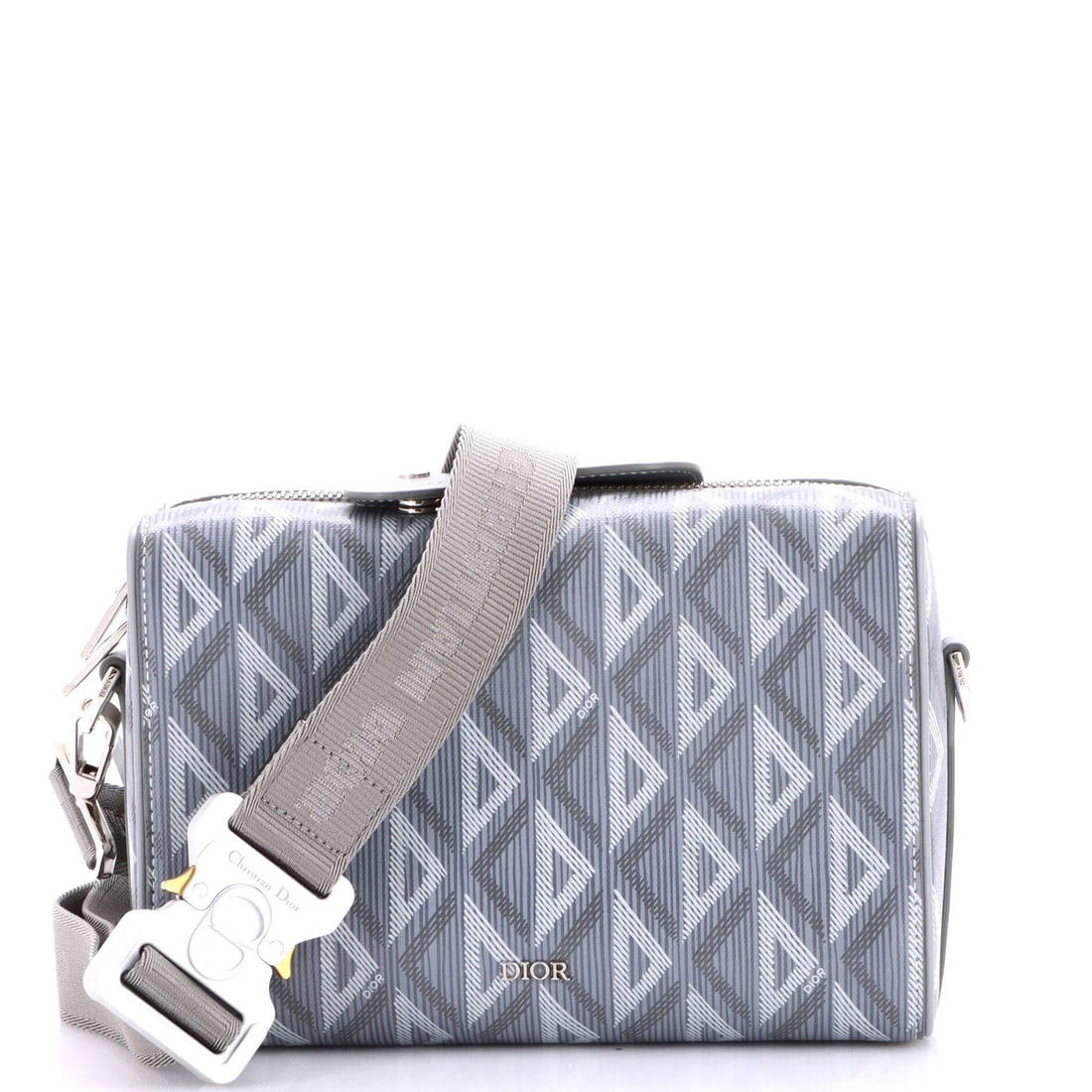 Christian Dior Diamond Coated Canvas Messenger Bag: Christian Dior Diamond Coated Canvas Messenger Bag Gray canvas coated exterior, a sophisticated touch, adds a modern twist to this Christian Dior Lingot Messenger Bag. The CD Diamond Coated Canvas