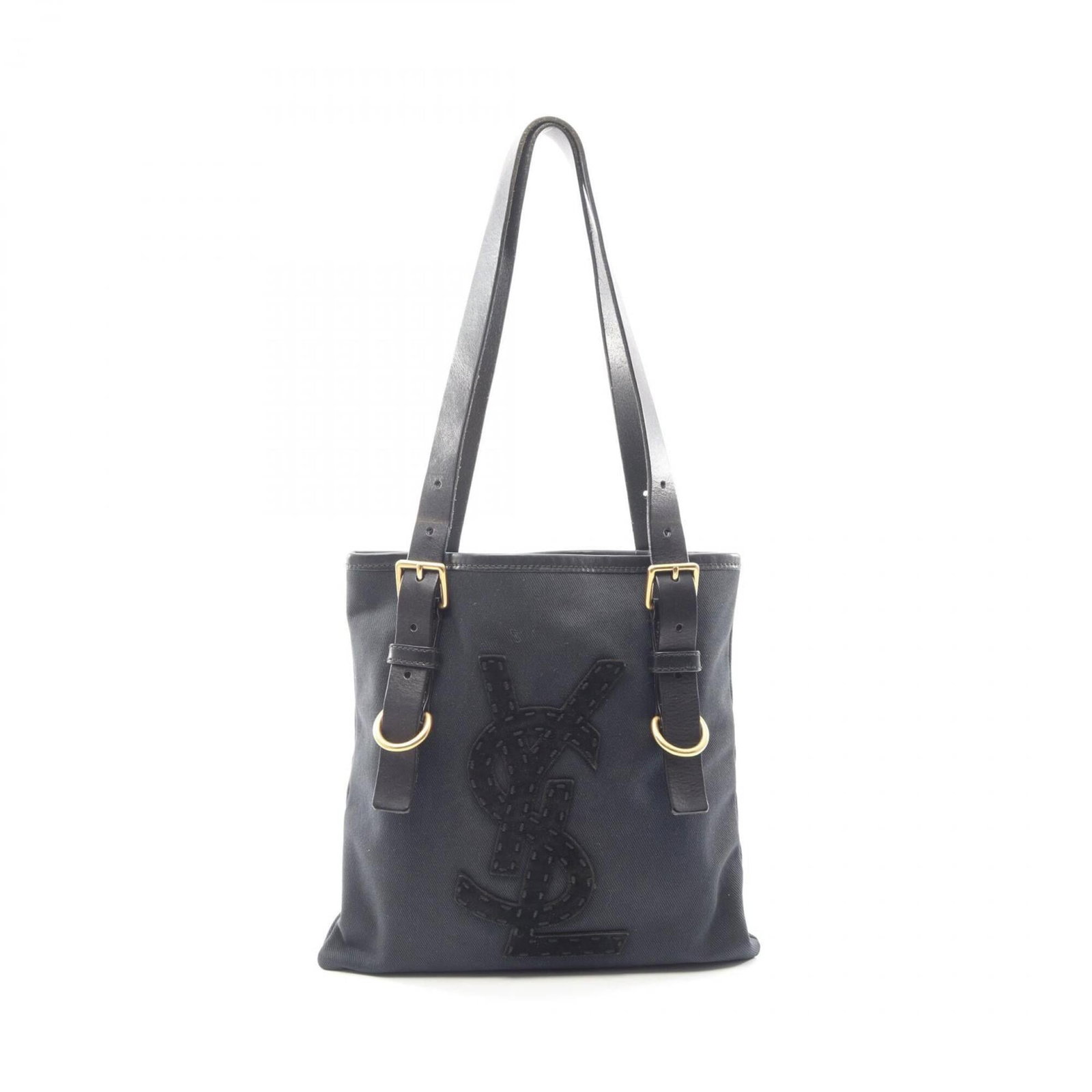 Yves Saint Laurent Handbag Tote Bag Canvas Leather: Yves Saint Laurent Handbag Tote Bag Canvas Leather Canvas and leather combine in this classic Yves Saint Laurent tote bag, available in two timeless colors: black and navy. Measuring 29cm x 29cm x