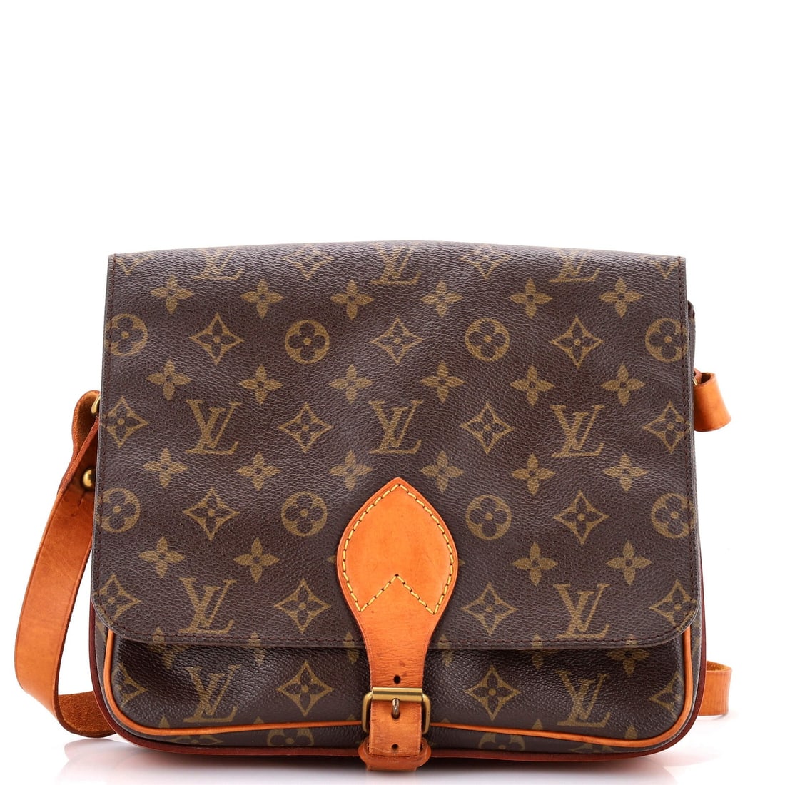 Louis Vuitton Cartouchiere Handbag Canvas Monogram GM: Louis Vuitton Cartouchiere Handbag Canvas Monogram GM Canvas Monogram GM Cartouchiere Handbag in Brown, featuring a classic cross body design with a timeless brown exterior and gold hardware.