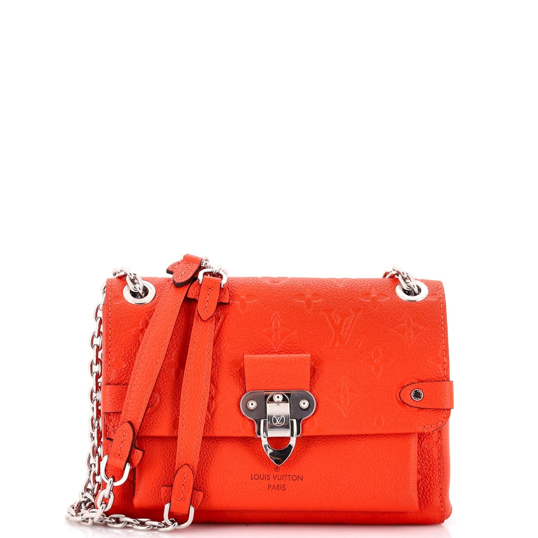 Louis Vuitton Vavin Monogram Leather Empreinte Handbag BB: Louis Vuitton Vavin Monogram Leather Empreinte Handbag BB The Louis Vuitton Vavin Monogram Leather Empreinte Handbag BB is a vibrant orange cross body bag with a signature Empreinte leather design. Me