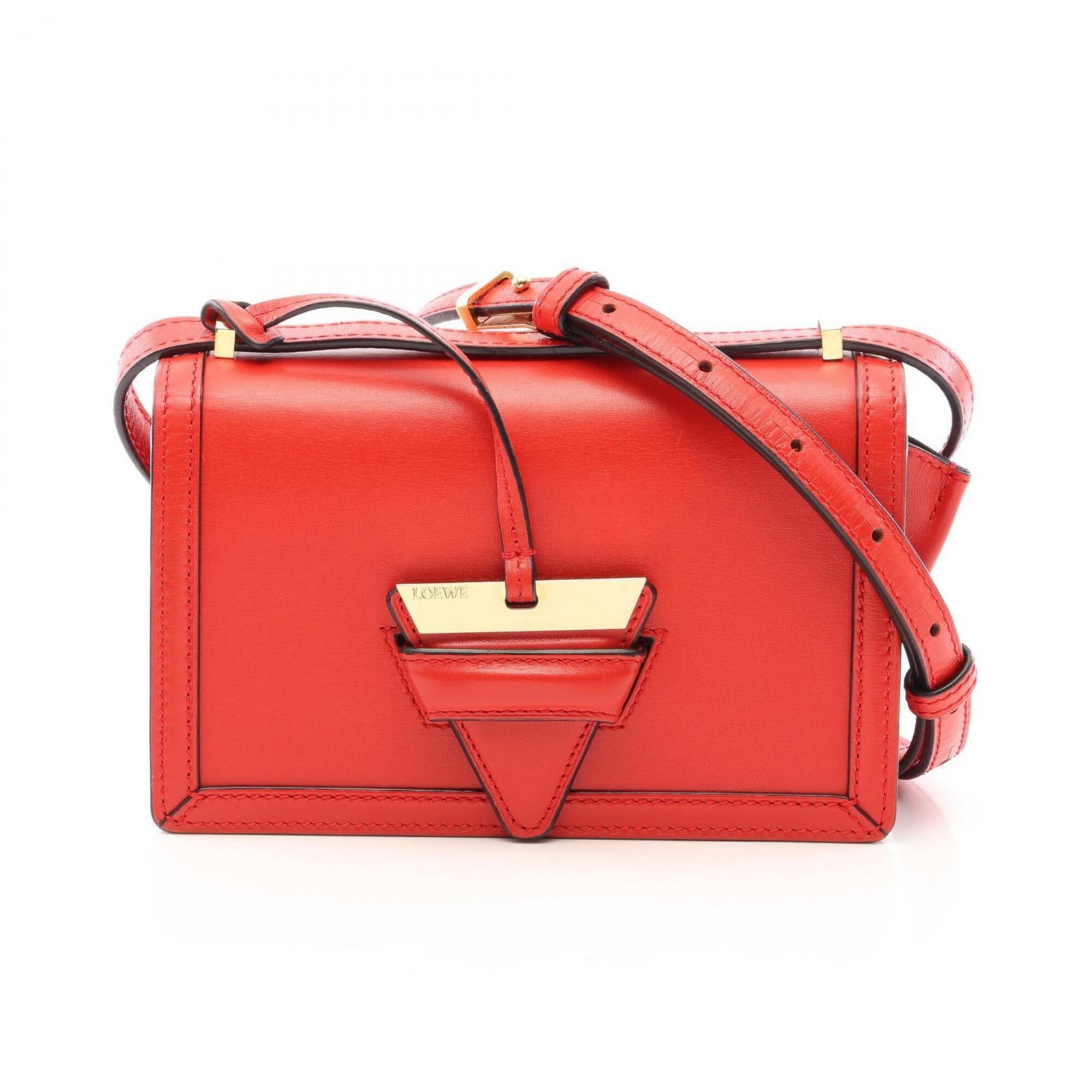 Shoulder Bag Leather Loewe Handbag: Shoulder Bag Leather Loewe Handbag Red Leather Loewe Shoulder Bag - 12cm x 19cm x 7cm. This shoulder bag is made of high-quality leather and features a striking red color. With its compact size and