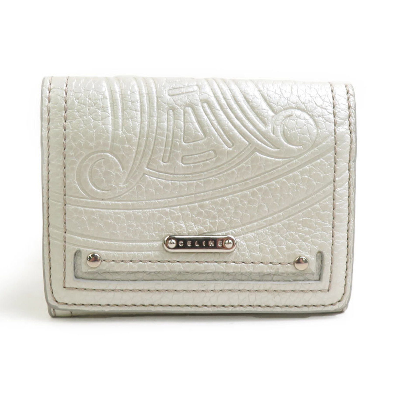 Card Case Leather Celine: Card Case Leather Celine Gold and Silver Celine Leather Card Case. Made from high-quality Italian leather, this card case measures 8cm x 10.5cm x 1cm and features a sleek design. The gold and silver c