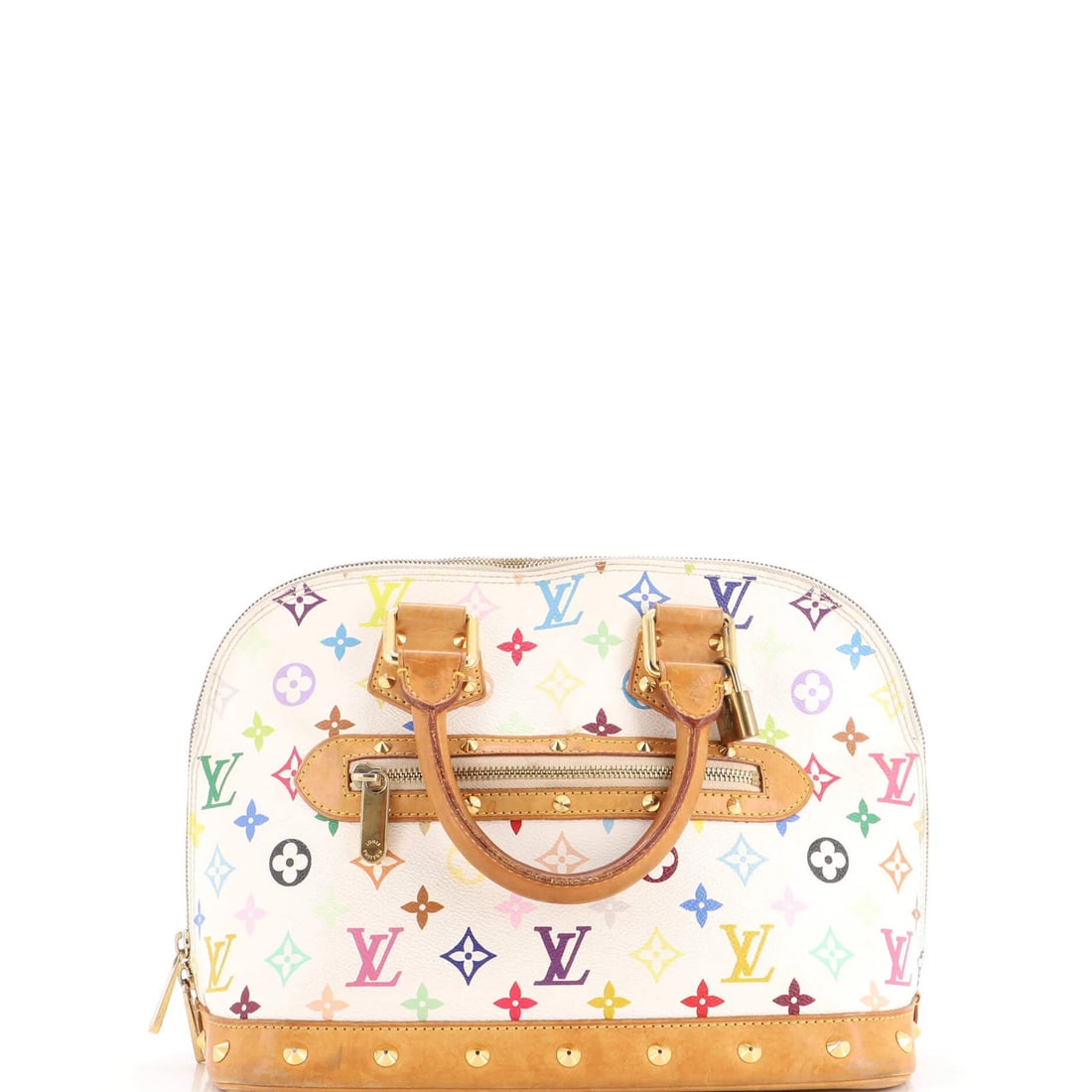 Louis Vuitton Alma Monogram Multicolor Handbag: Louis Vuitton Alma Monogram Multicolor Handbag Canvas Coated Louis Vuitton Alma Monogram Multicolor Handbag for sale, featuring a unique multicolor and white monogram pattern on a white canvas