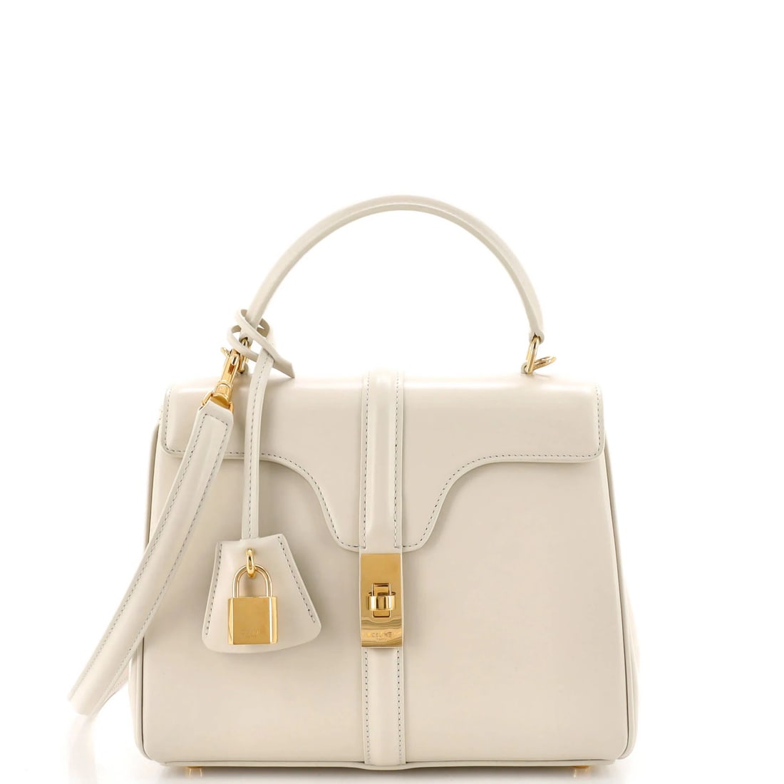 Calfskin Handle Top Bag Small Celine 16: Calfskin Handle Top Bag Small Celine 16 Smooth Calfskin Small Exterior Material: Leather Exterior Color: Neutral Interior Material: Leather Interior Color: Neutral Hardware Color: Gold Condition: