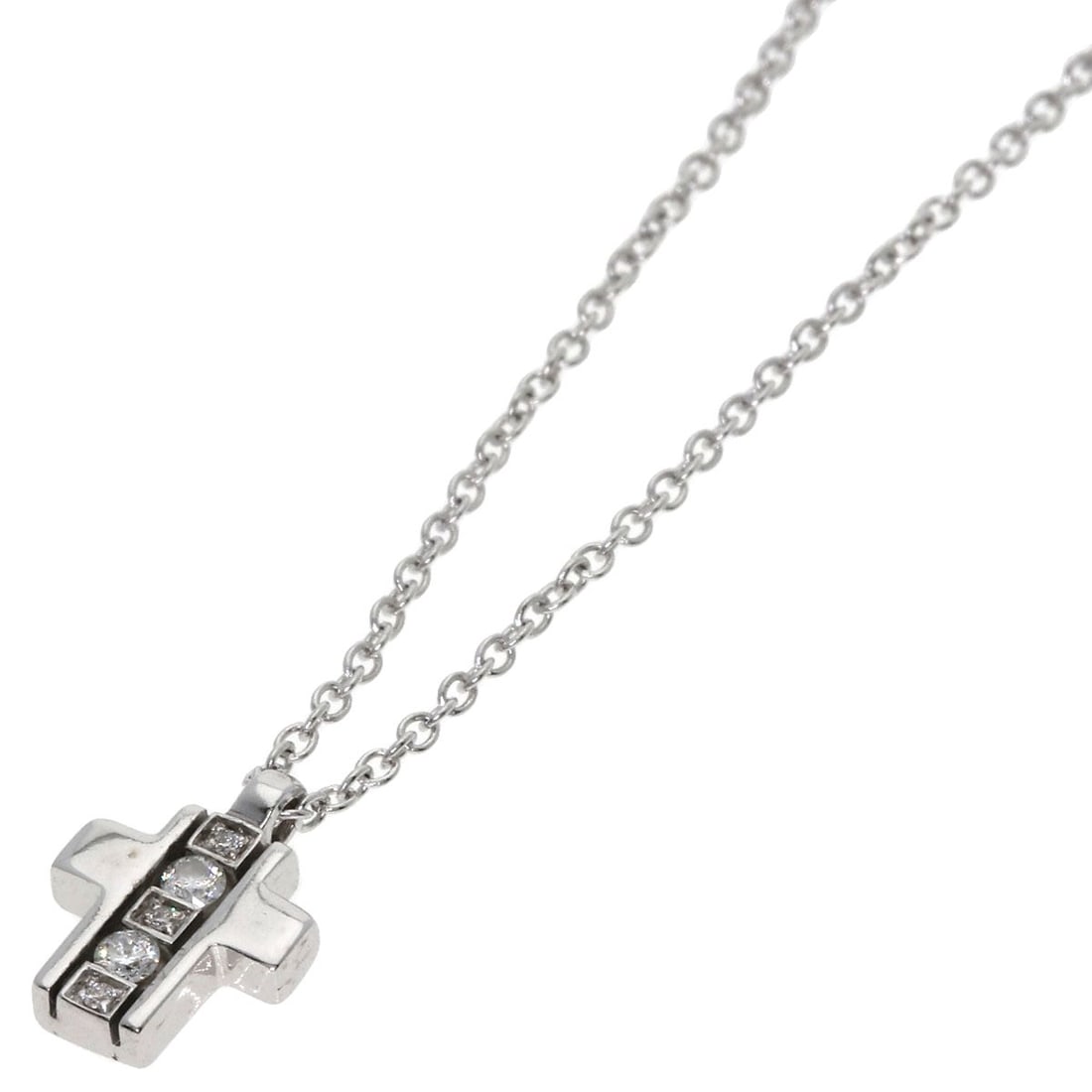 Damiani Mini Symboli Diamond Necklace K18 White Gold: Damiani Mini Symboli Diamond Necklace K18 White Gold Damiani's Mini Symboli Diamond Necklace showcases a delicate 16.5-inch K18 white gold chain adorned with a single diamond, expertly crafted to add