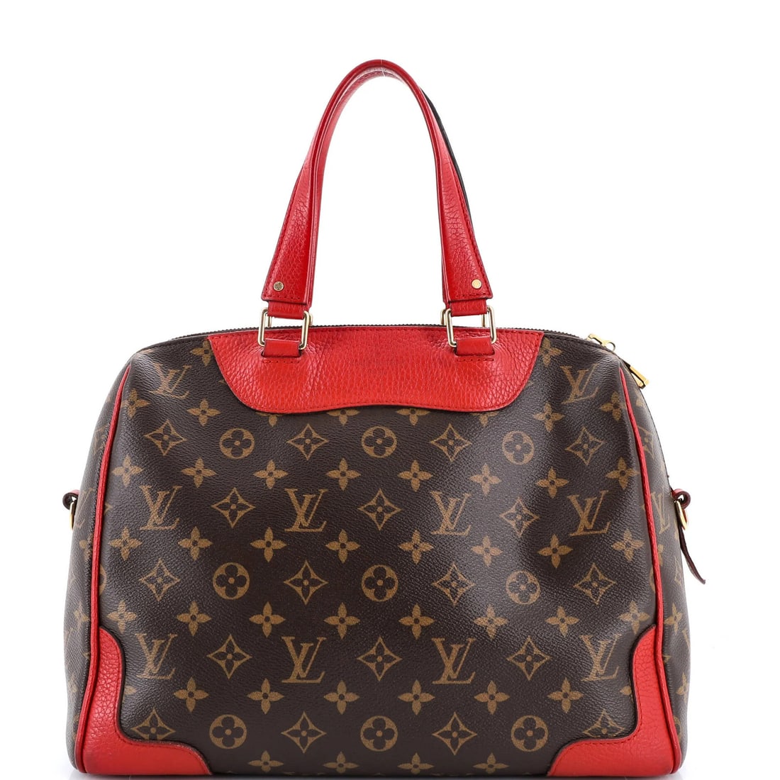 Canvas Leather Monogram Handbag Louis Vuitton Retiro NM: Canvas Leather Monogram Handbag Louis Vuitton Retiro NM Canvas Leather Monogram Handbag Louis Vuitton Retiro NM features a unique combination of canvas and leather exterior, with a bold red and brown