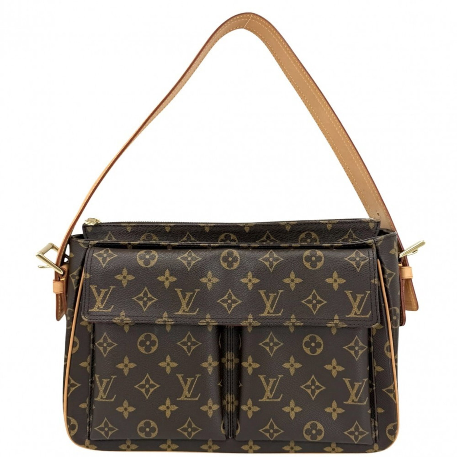 Shoulder Bag Monogram Louis Vuitton: Shoulder Bag Monogram Louis Vuitton Brown Monogram Louis Vuitton Shoulder Bag with Open Monogram Inner Pocket and Flap Outer Pockets. This stylish bag features a classic Monogram design and a spacious
