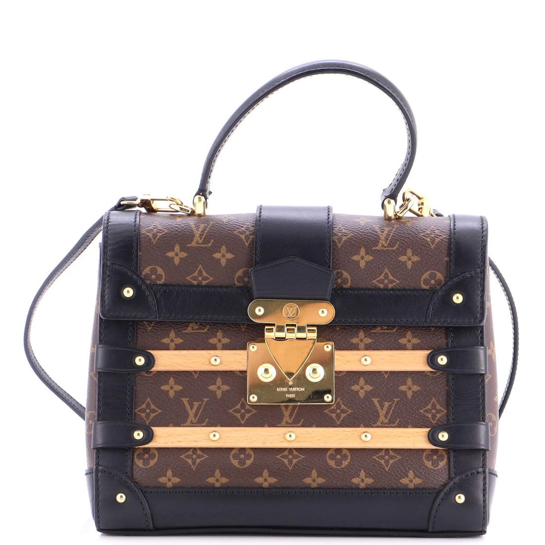 Handbag Monogram Canvas Louis Vuitton Trianon PM: Handbag Monogram Canvas Louis Vuitton Trianon PM Brown Louis Vuitton Trianon PM Handbag with Monogram Canvas Exterior, featuring a classic top handle design and gold hardware, is a stylish accessory.