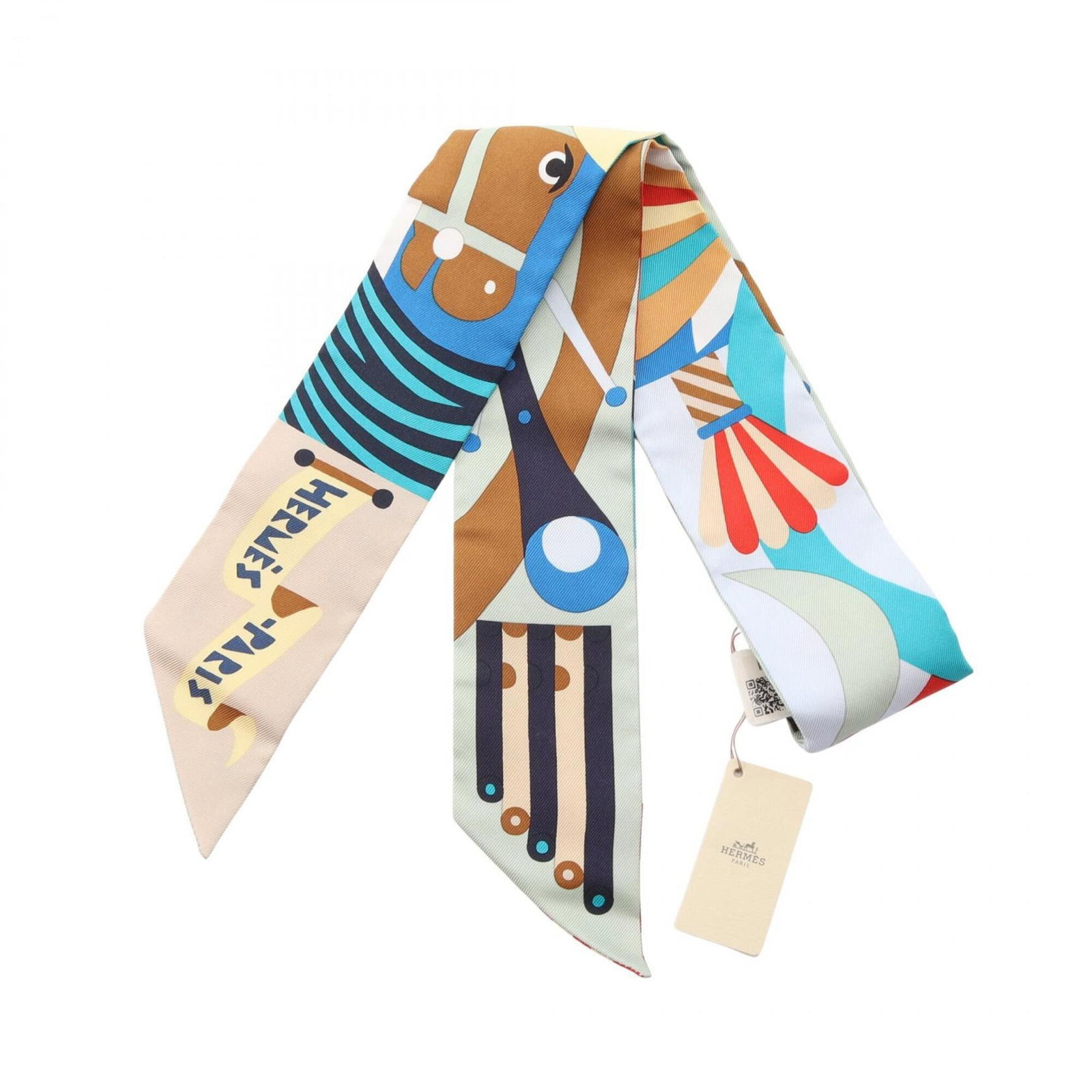 Silk Hermes Scarf: Silk Hermes Scarf Silk from the renowned French fashion house, this Hermes scarf boasts a vibrant blue, green, and multi-color design, showcasing the brand's signature elegance and sophistication. Mad