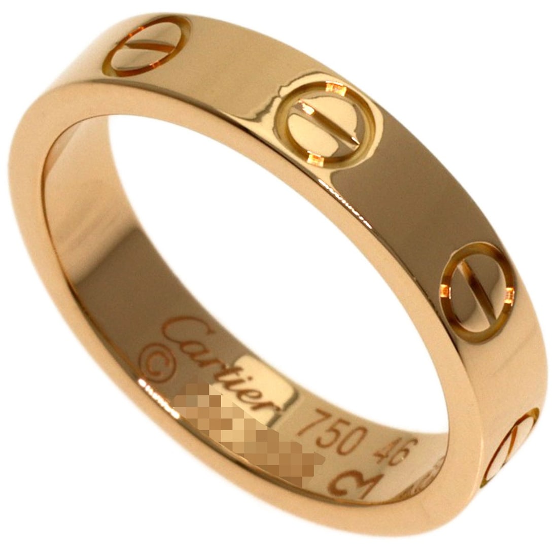 Pink Gold Cartier K18 Mini Love Ring: Pink Gold Cartier K18 Mini Love Ring K18 Pink Gold Cartier Mini Love Ring - A stunning gold ring featuring the iconic Cartier design, crafted from 18k pink gold with a ring size of 3.75(US). This