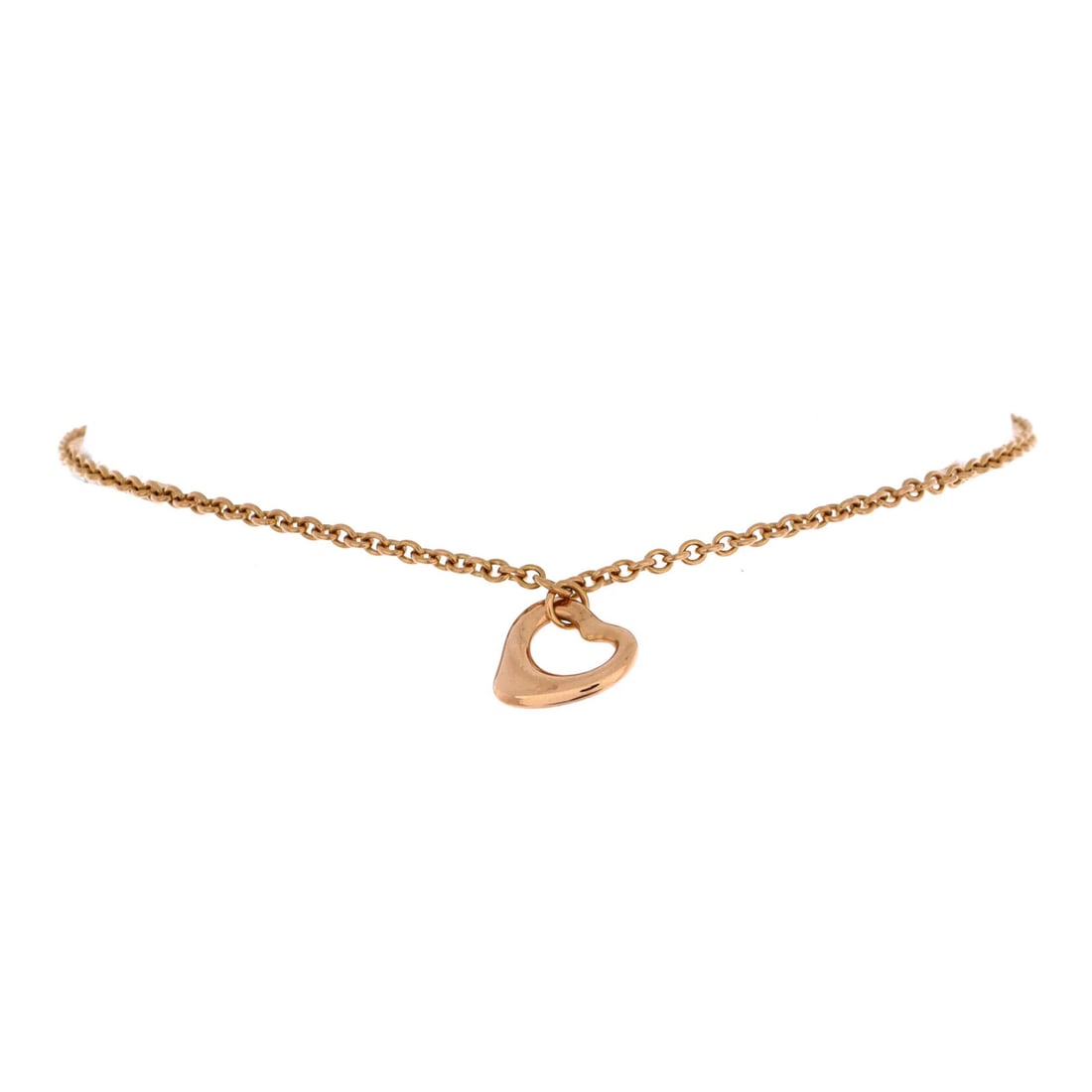 Elsa Peretti Open Heart Charm 18K Rose Gold Bracelet Tiffany (1 of 3)