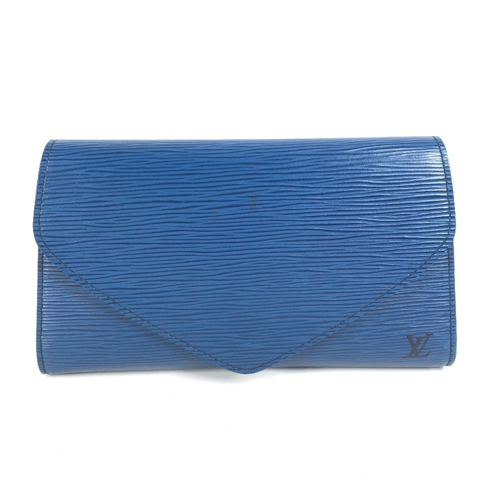 Louis Vuitton Epi Leather Clutch Bag: Louis Vuitton Epi Leather Clutch Bag Blue, Galle, Toledo blue Epi leather Louis Vuitton clutch bag with a size of 13cm x 22.5cm, marked with a serial number on the body, and made from high-quality