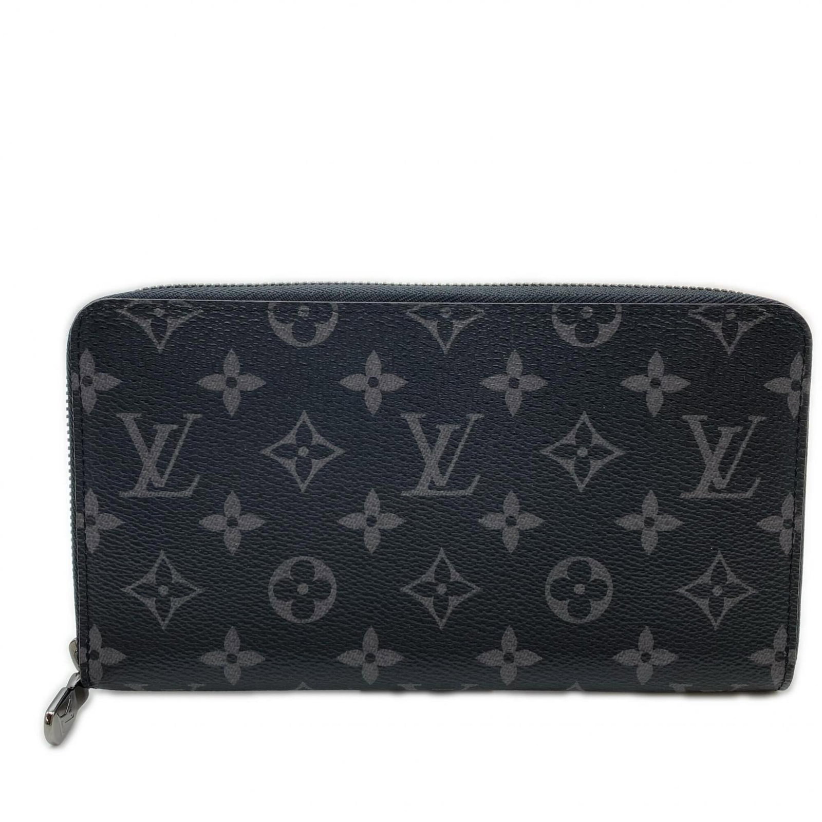 Canvas Long Wallet Coated Louis Vuitton Bi Fold: Canvas Long Wallet Coated Louis Vuitton Bi Fold Black and gray coated canvas Louis Vuitton bi-fold wallet with a zipper closure, measuring 11.5cm x 21cm x 2cm, features a serial number on the body