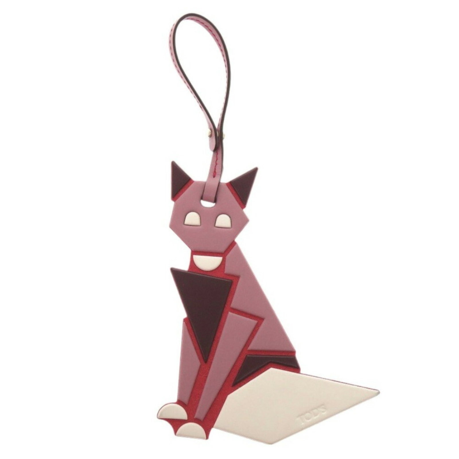 Keyring Leather Tod: Keyring Leather Tod Pink leather keyring with silver accents, a stylish accessory for everyday use, is presented in a dust bag. The keyring measures 13.5cm x 11cm and is made from high-quality leather
